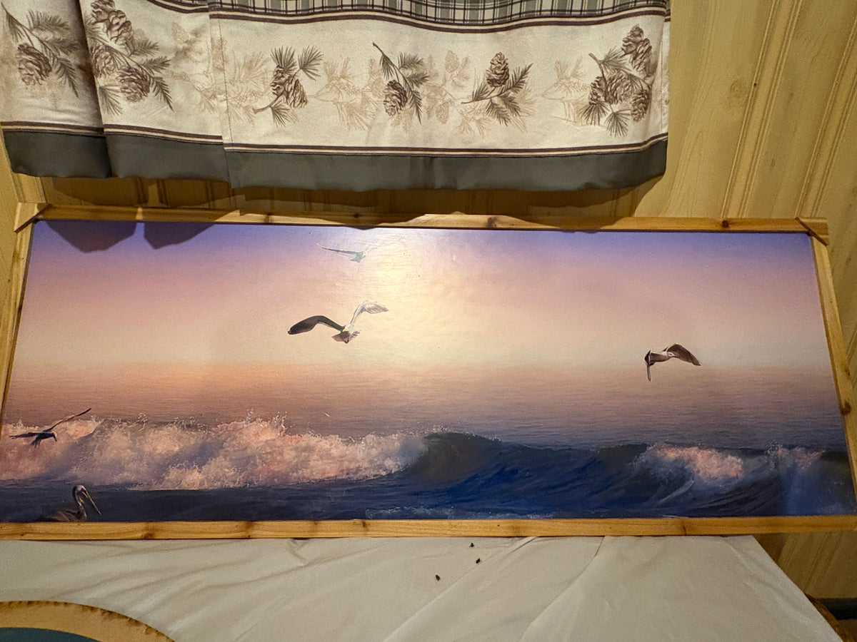 17X48 Hand Embellished Original framed with Turtle Mountain milled wood