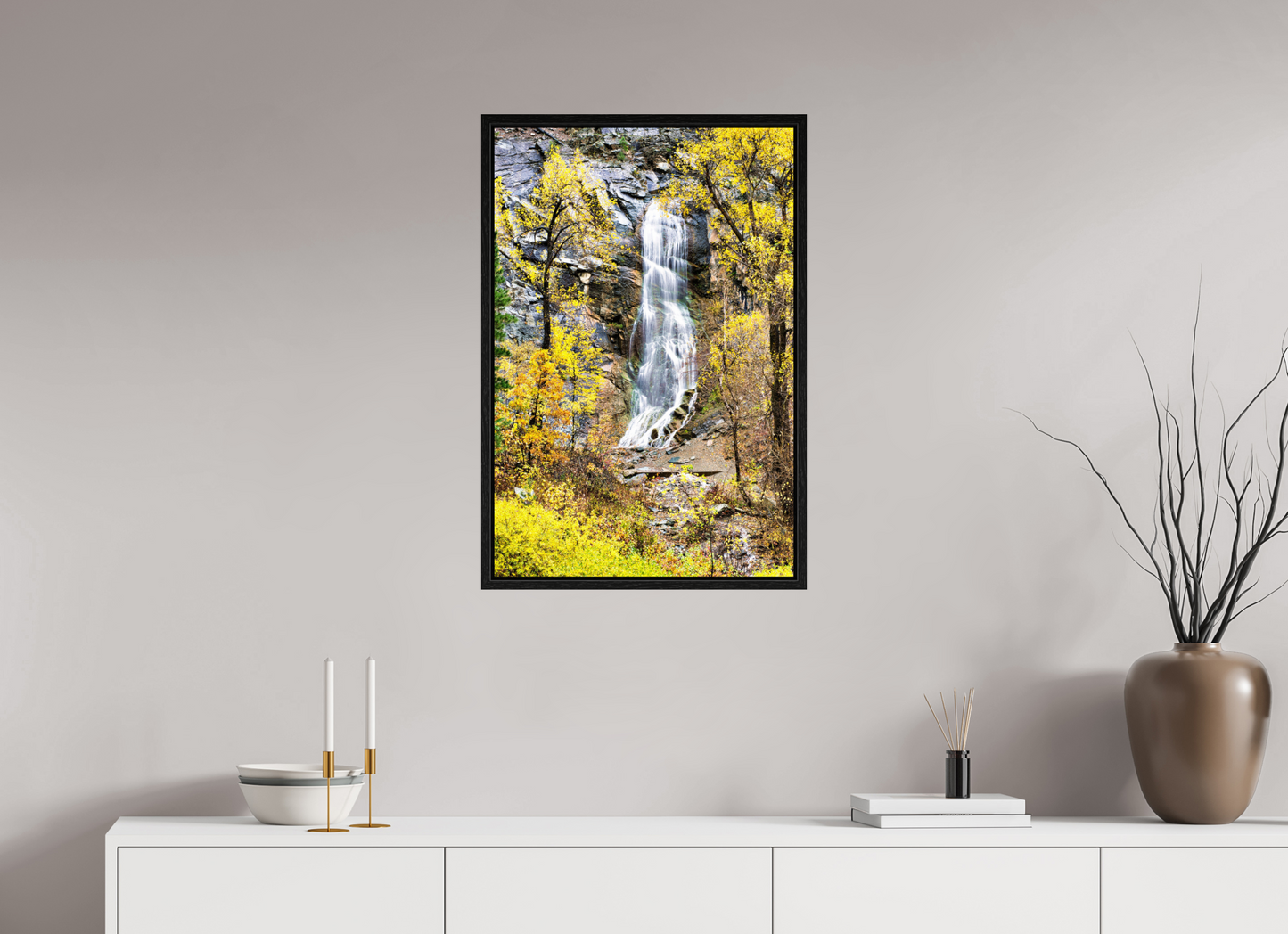 20 x 30″, Floater Frame Bridal Veil Falls Spearfish Canyon