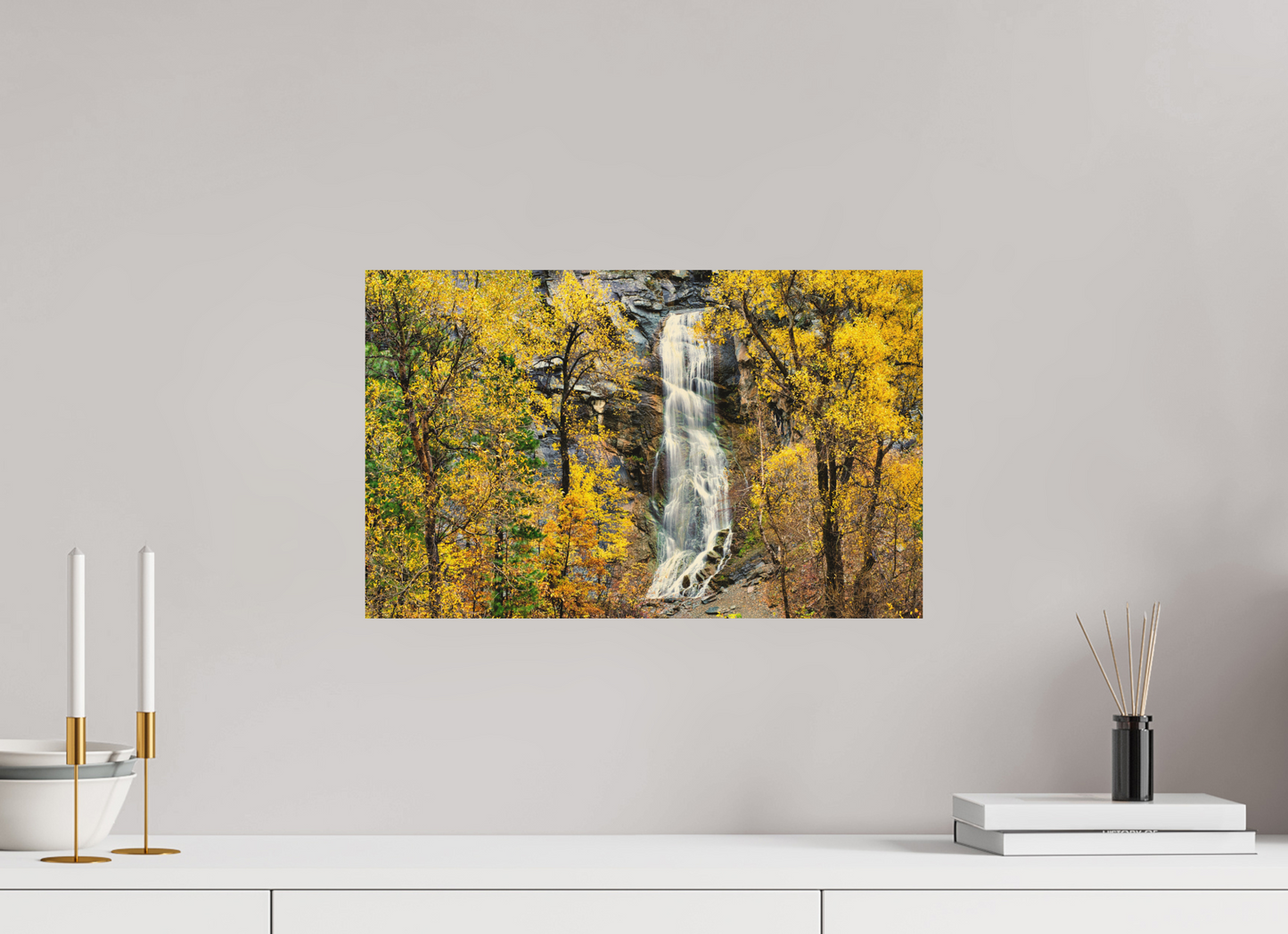 19.2 x 12″, Wood Print Bridal Veil Falls Wide Spearfish Canyon