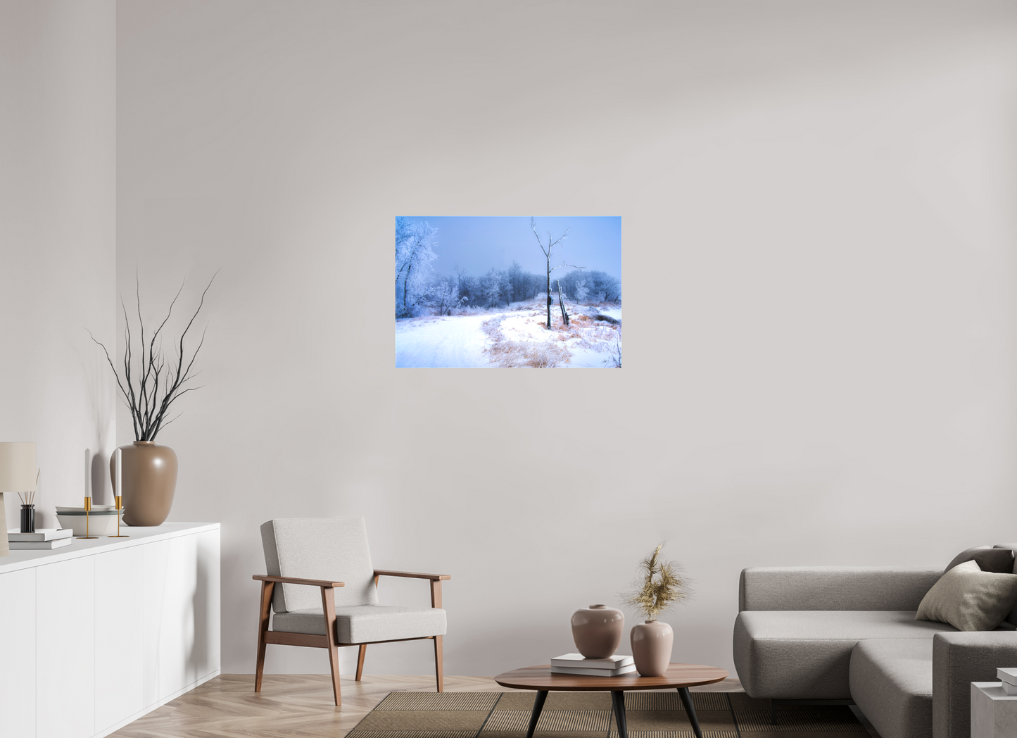 36 x 24″, Fine Textile Canvas Birds Nest in Winter