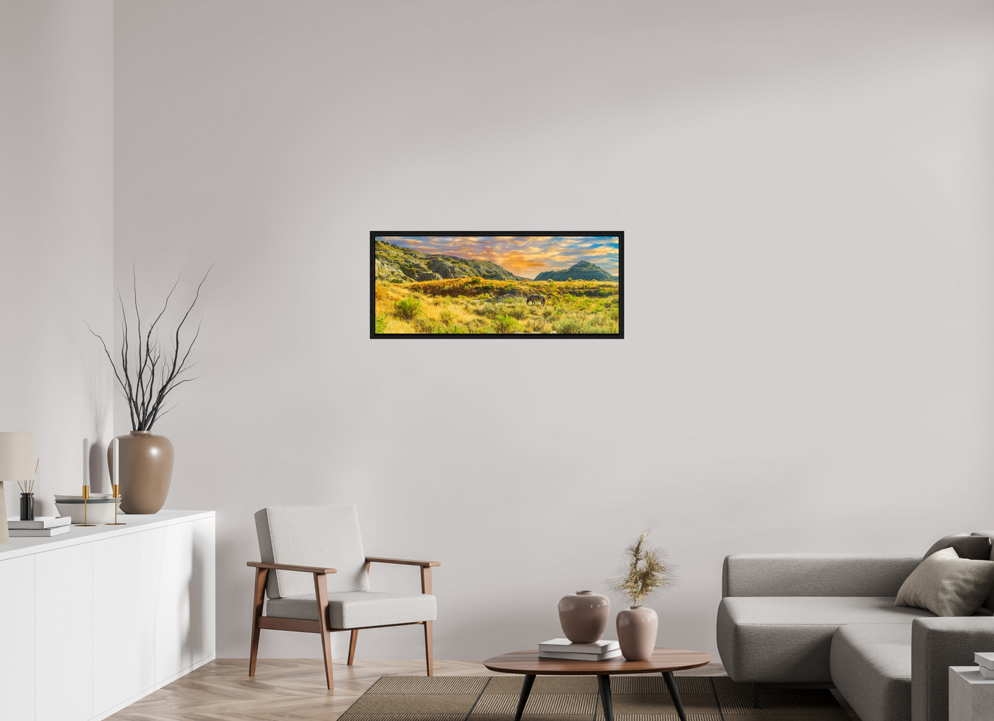 40 x 16″, Floater Frame Badlands Horse