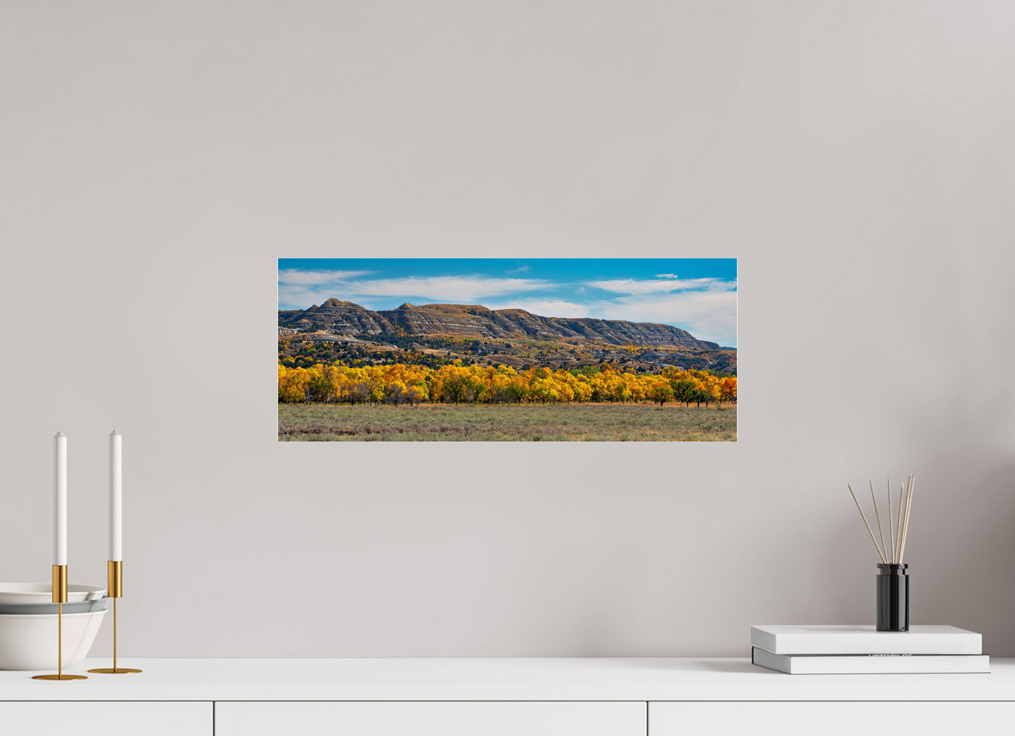 20 x 8″, Photo Print Under Acrylic Glass Badlands in Fall - Metal Acrylic Glass