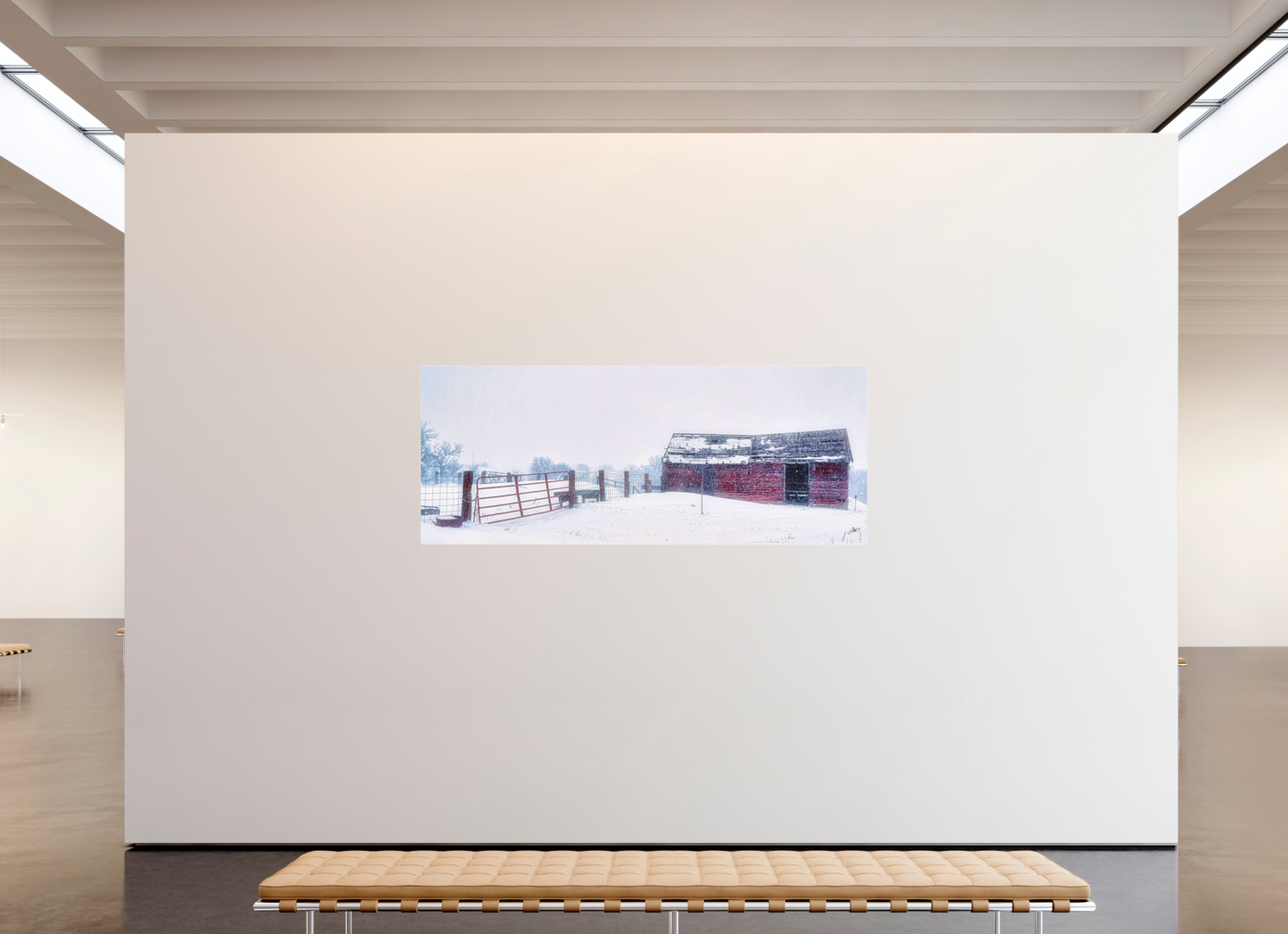 87.5 x 35″, Photo Print Under Acrylic Glass Red on White Metal Acrylic Glass