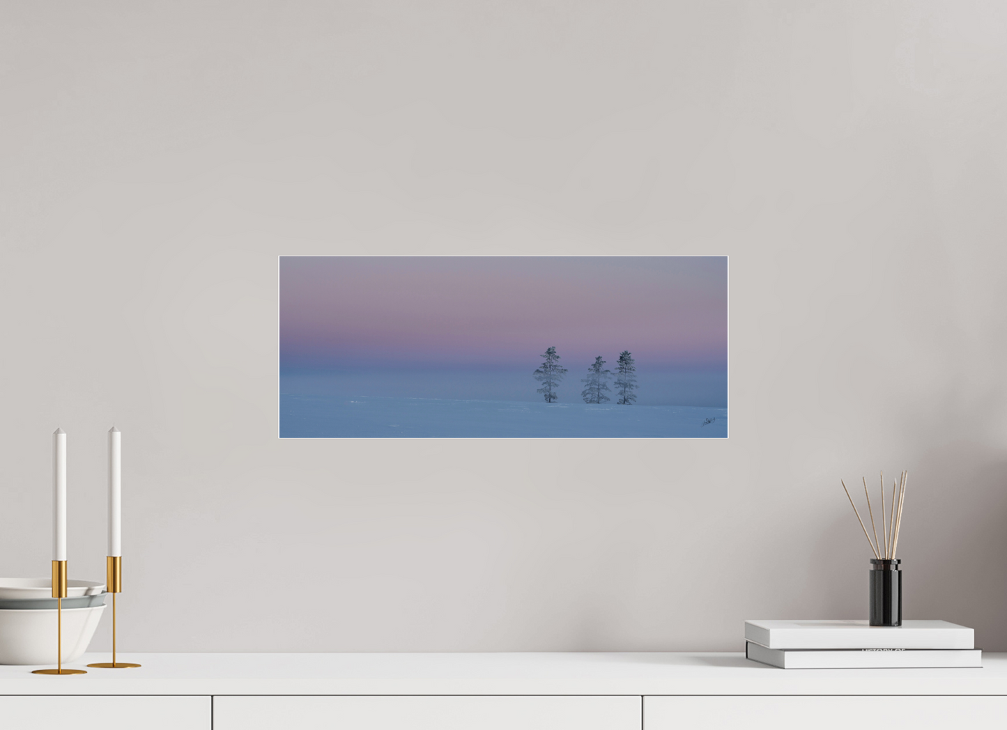 19.7 x 8″, Acrylic Glass. .16 thick Three Pines of Winter