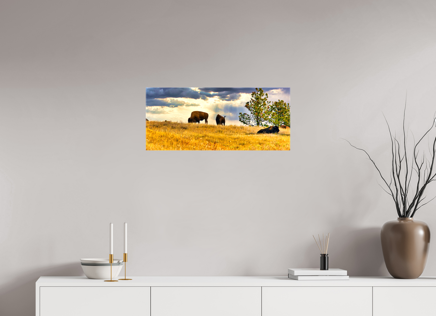 28 x 12″, Stretched Canvas Buffalo of Custer