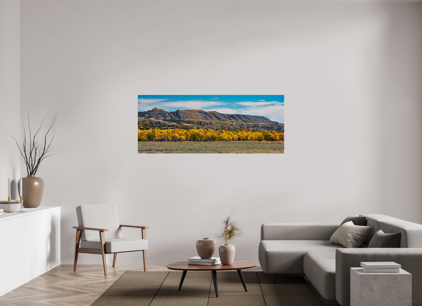 70 x 28″, Photo Print Under Acrylic Glass Badlands in Fall - Metal Acrylic Glass