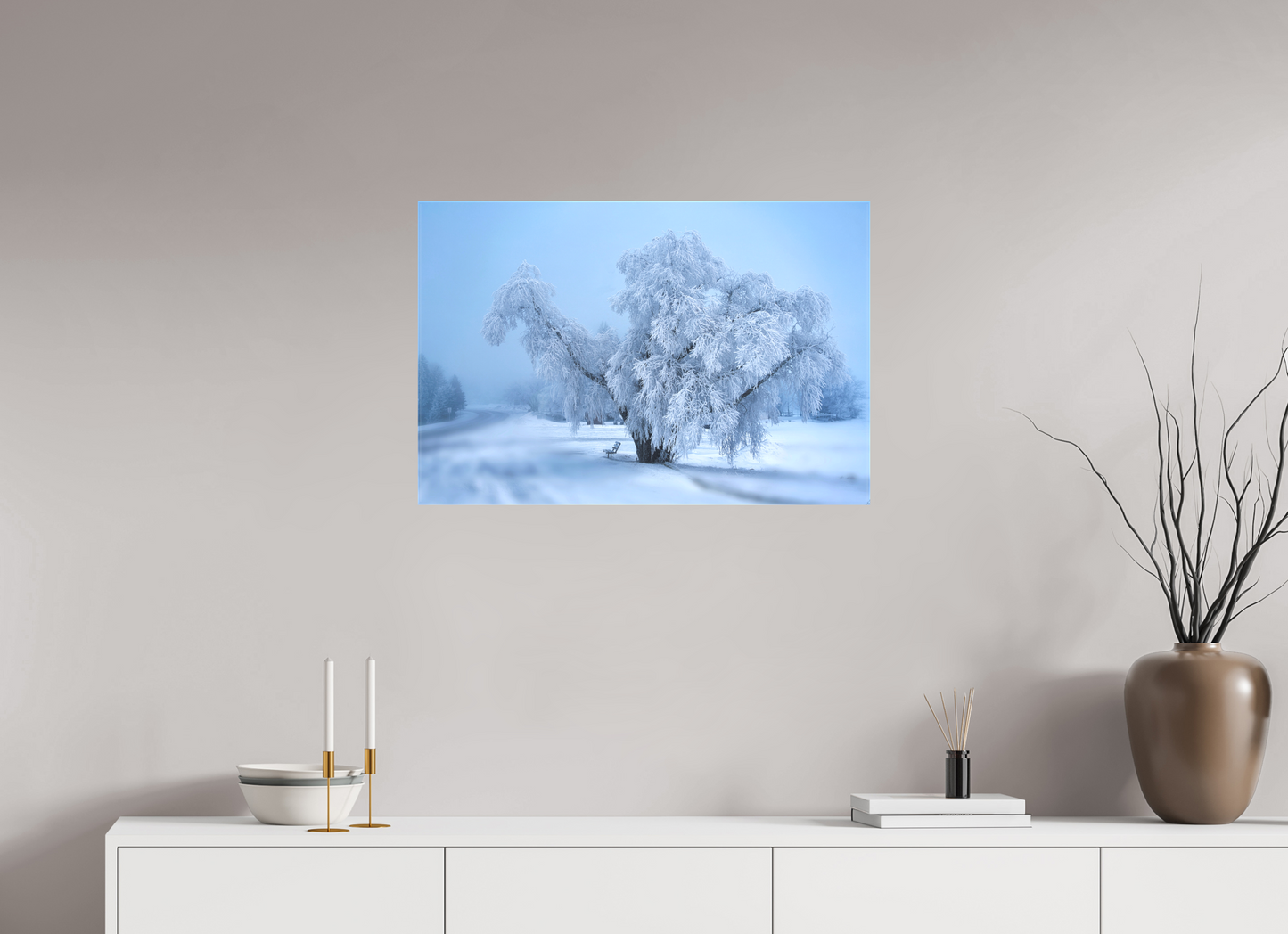 30 x 20″, Fine Textile Canvas An Oak in Frost