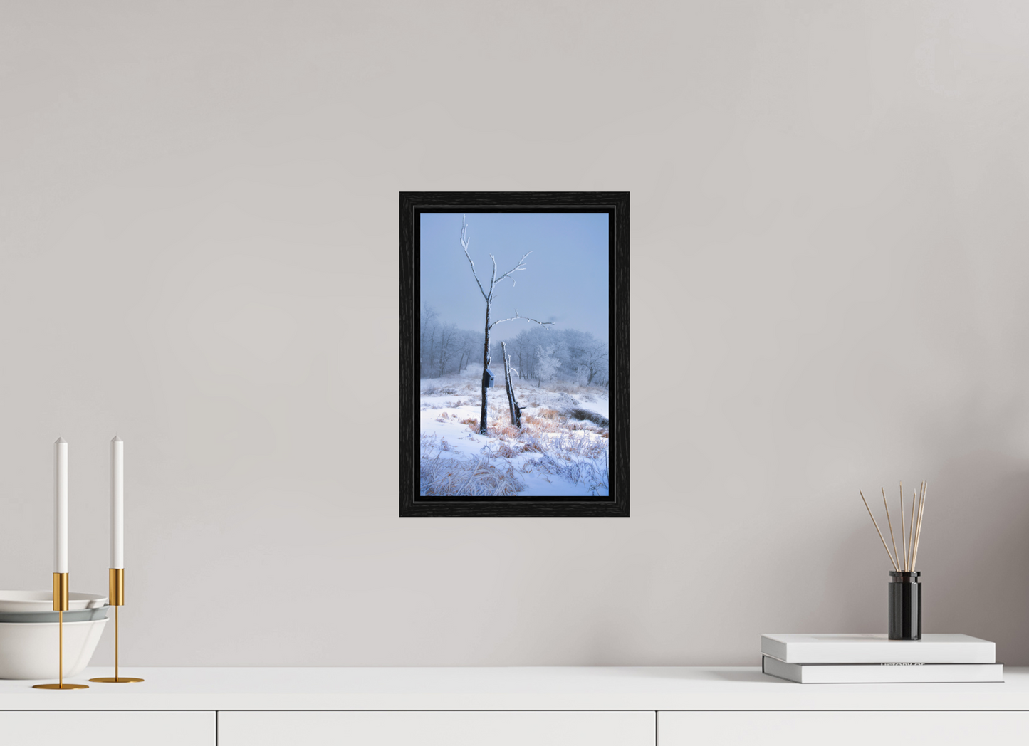 8 x 12″, Floater Frame Birds Nest in Winter 2