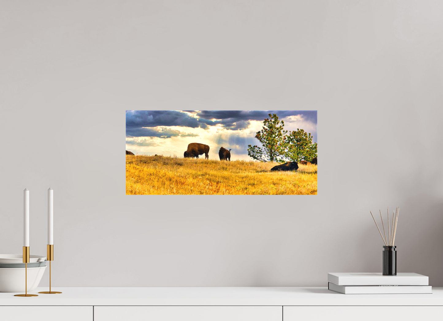 18.7 x 8″, Fine Textile Canvas Buffalo of Custer