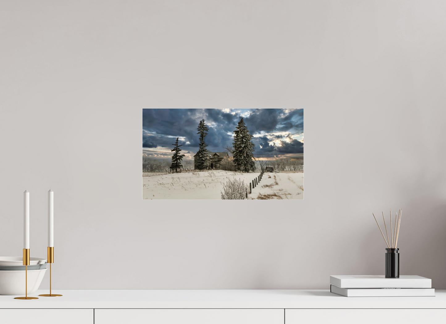 16 x 9″, Photo Print Under Acrylic Glass Storm Clouds of Winter Metal Acrylic Glass
