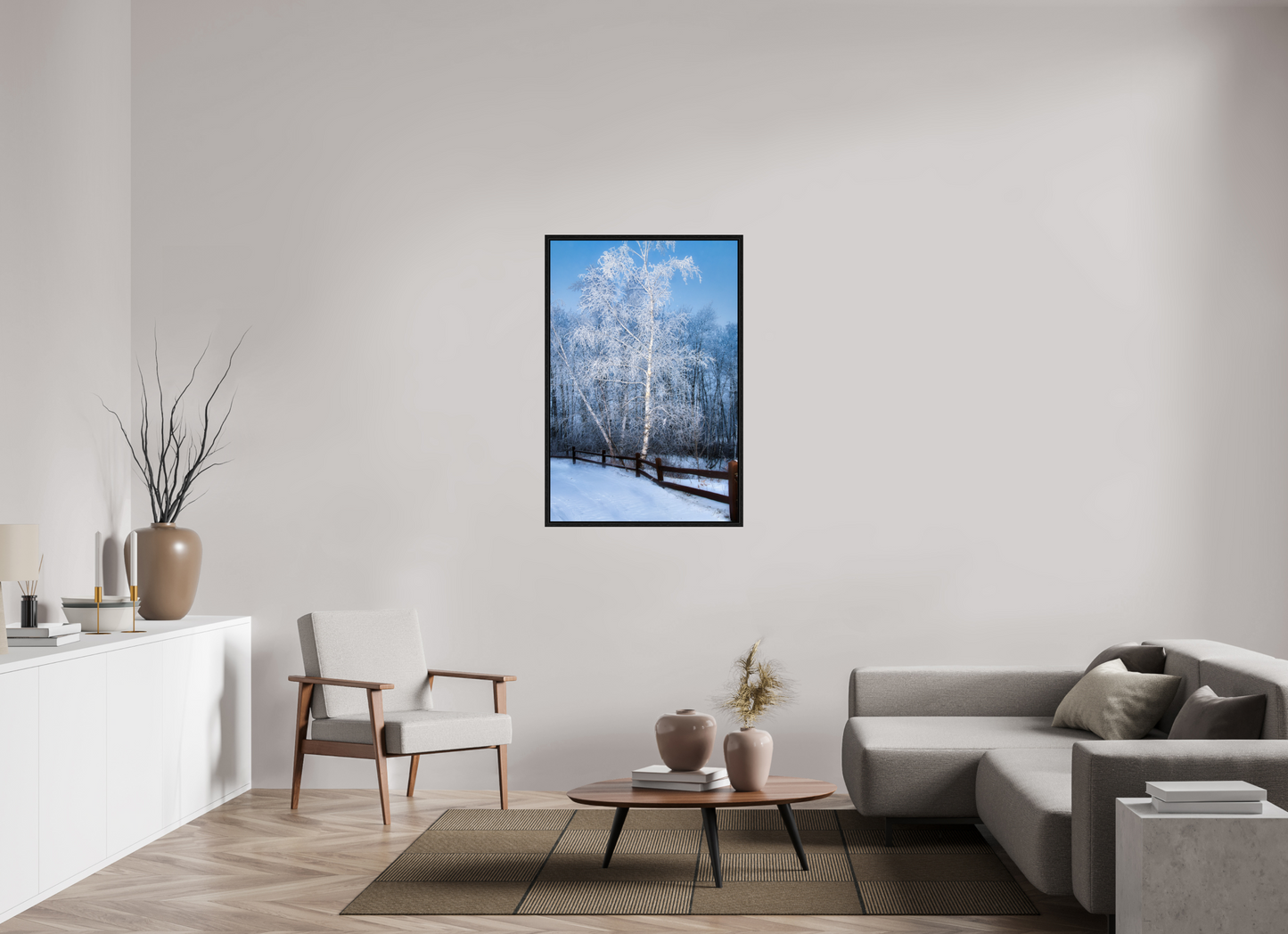 30 x 45″, Floater Frame Paper Birch in White