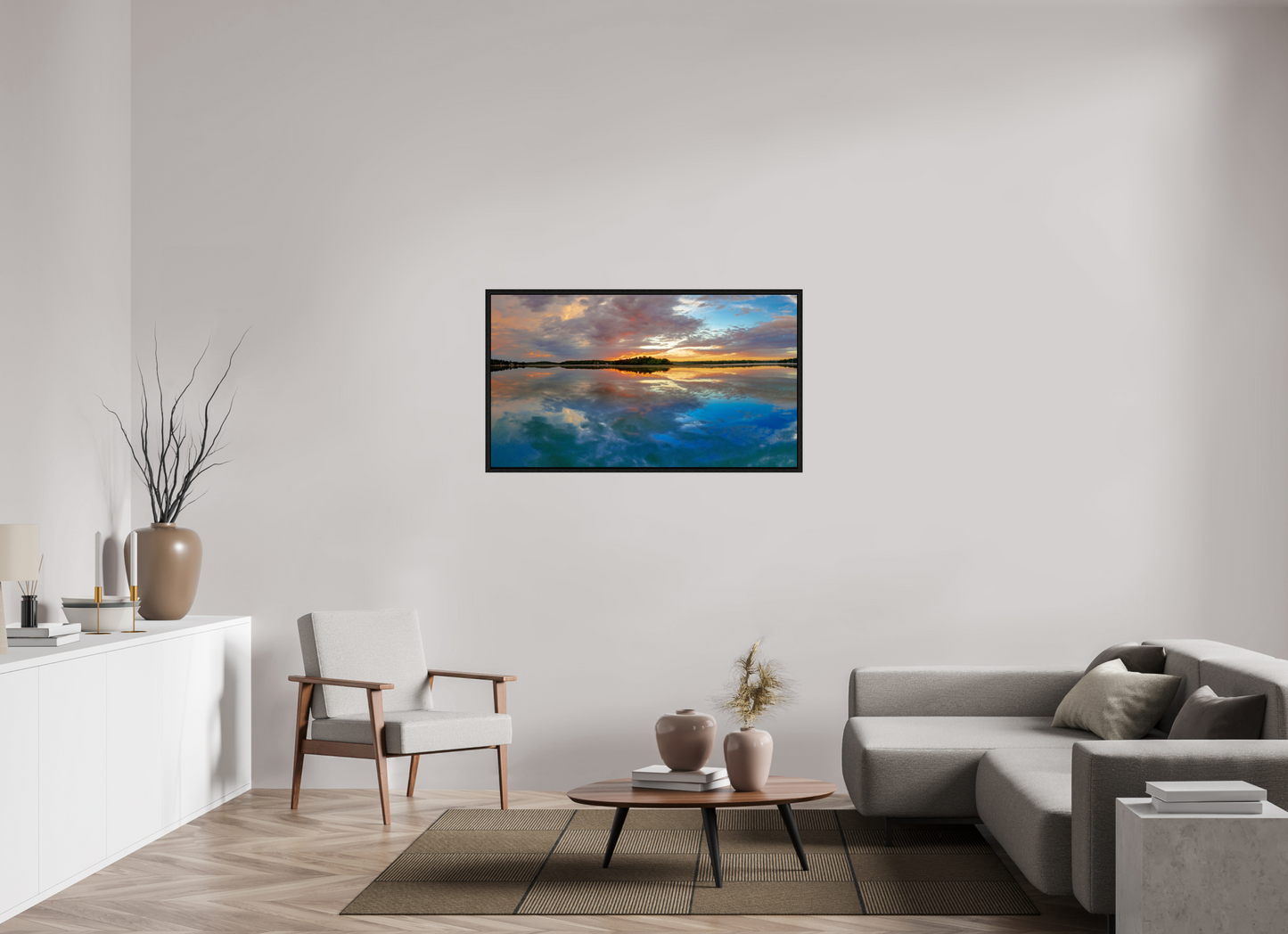 49 x 27.6″, Floater Frame Mirror Images