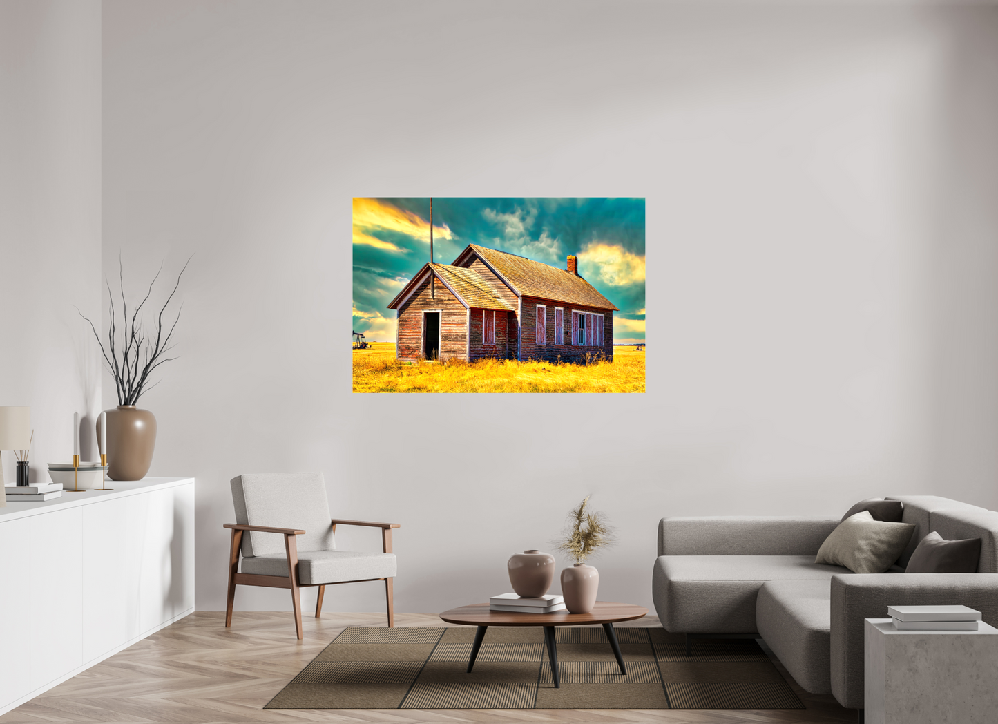 60 x 40″, Stretched Canvas Little Red School House