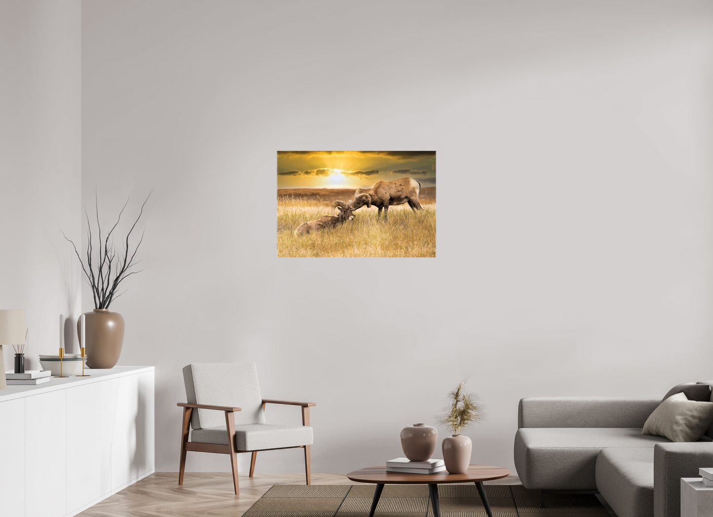 36 x 24″, Stretched Canvas Badlands Sheep Kiss