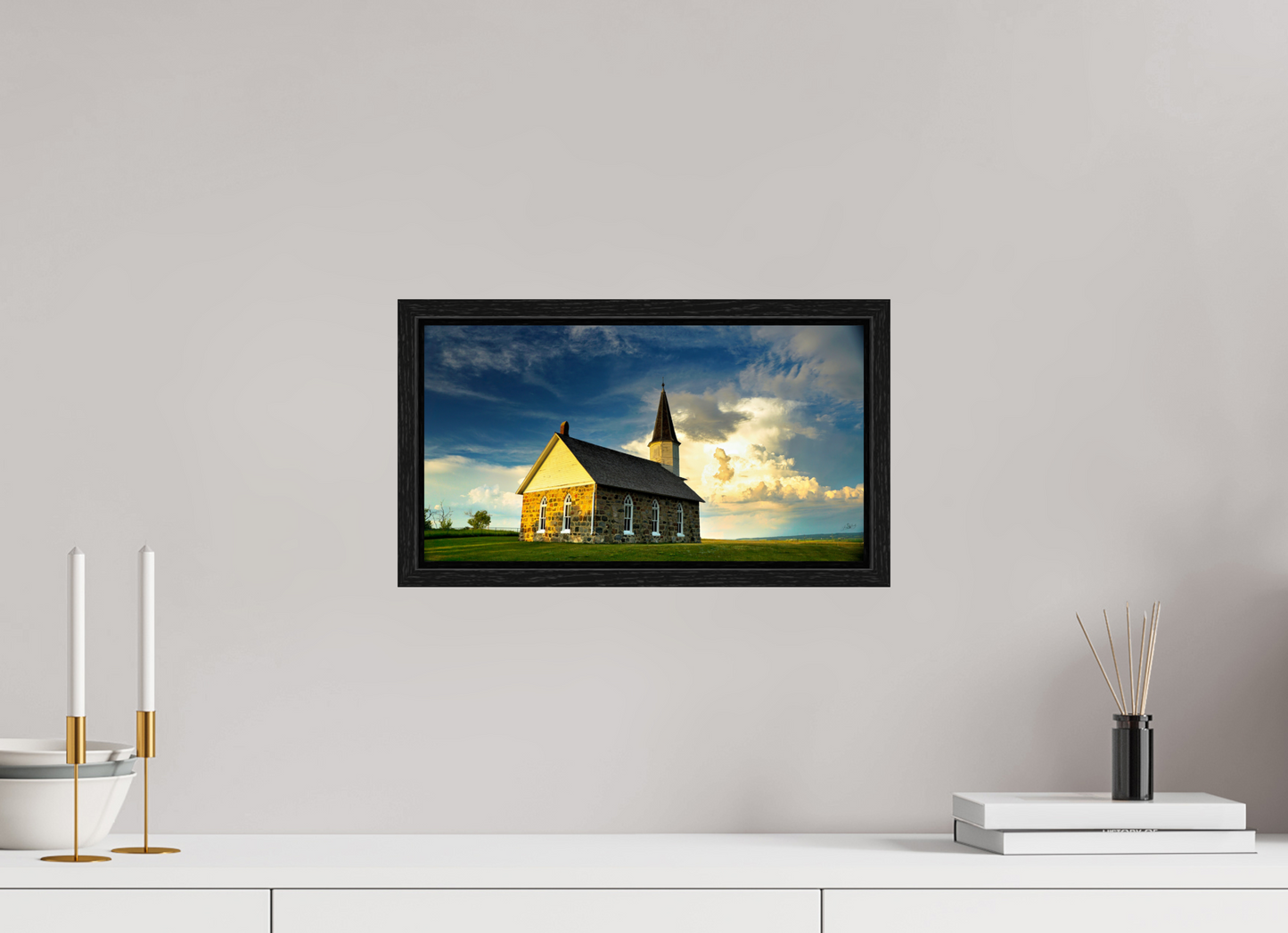 14.9 x 8″, Floater Frame Old Stone Church