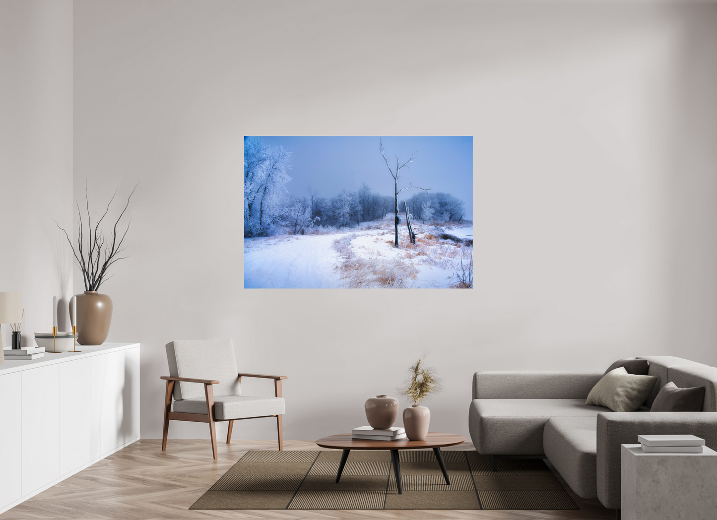 66 x 44″, Photo Print Under Acrylic Glass Birds Nest in Winter - Metal Acrylic Glass