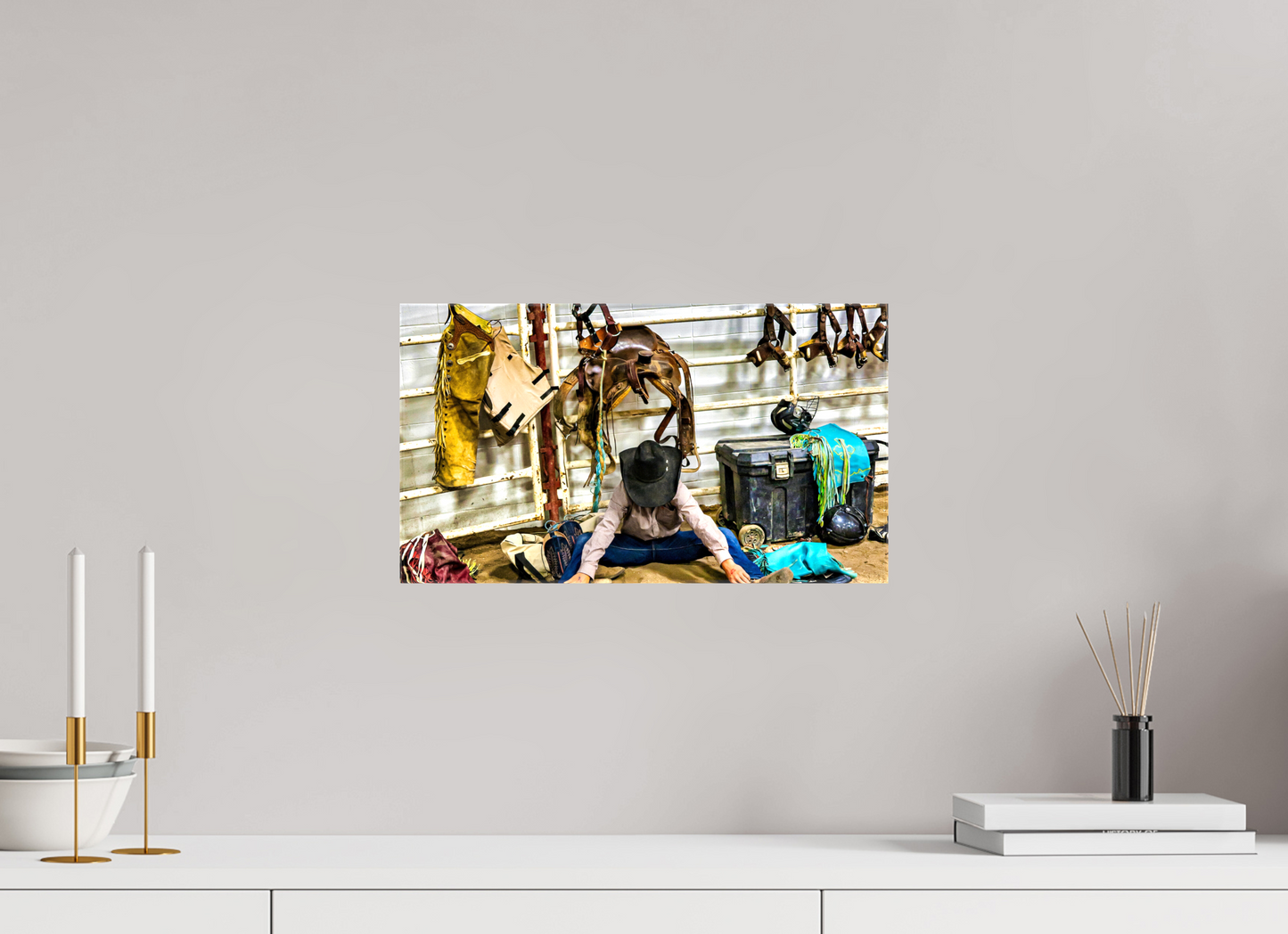 16 x 9″, Stretched Canvas Bull Rider