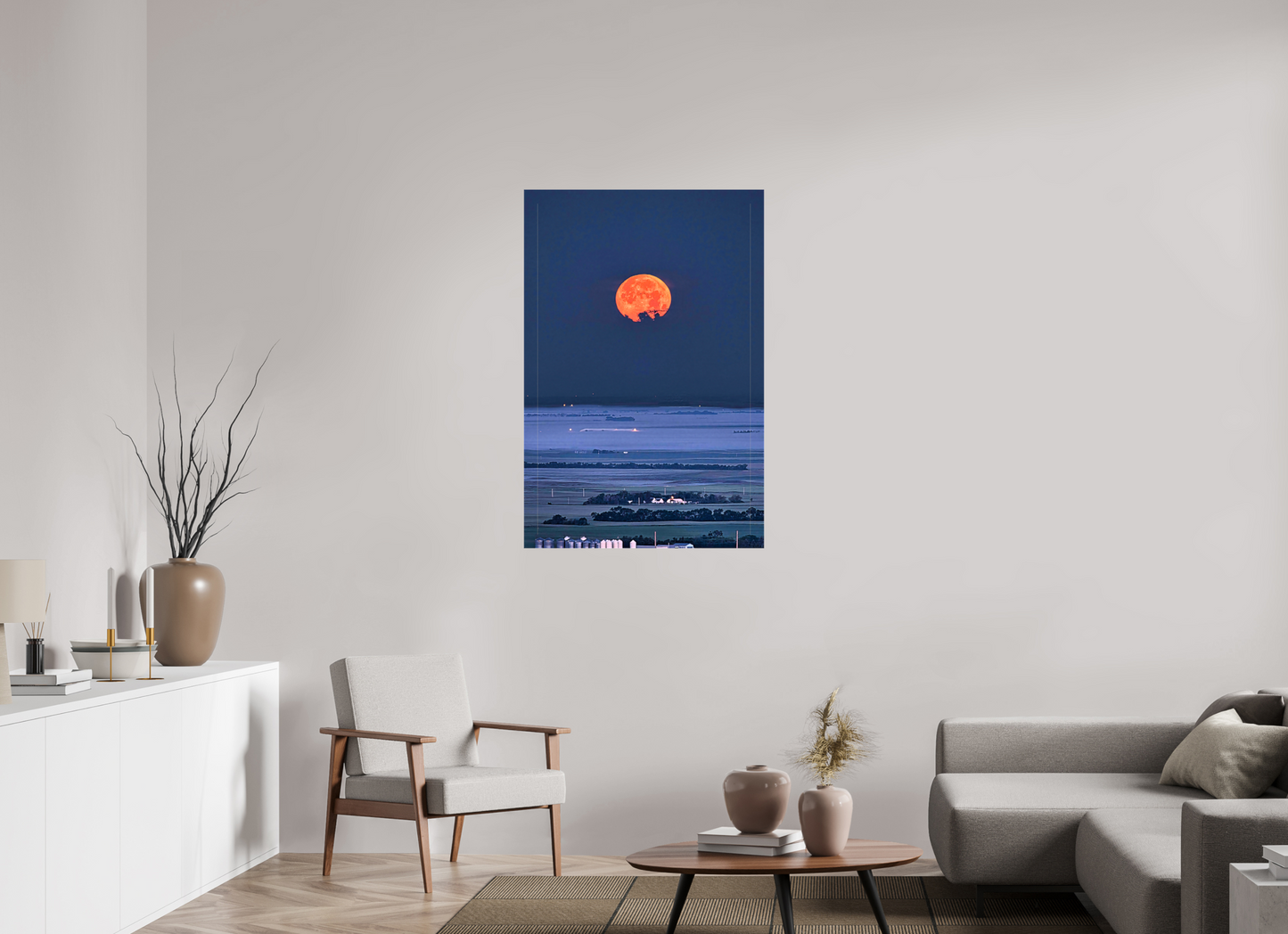 30 x 45″, Stretched Canvas Blood Moon over Prairie