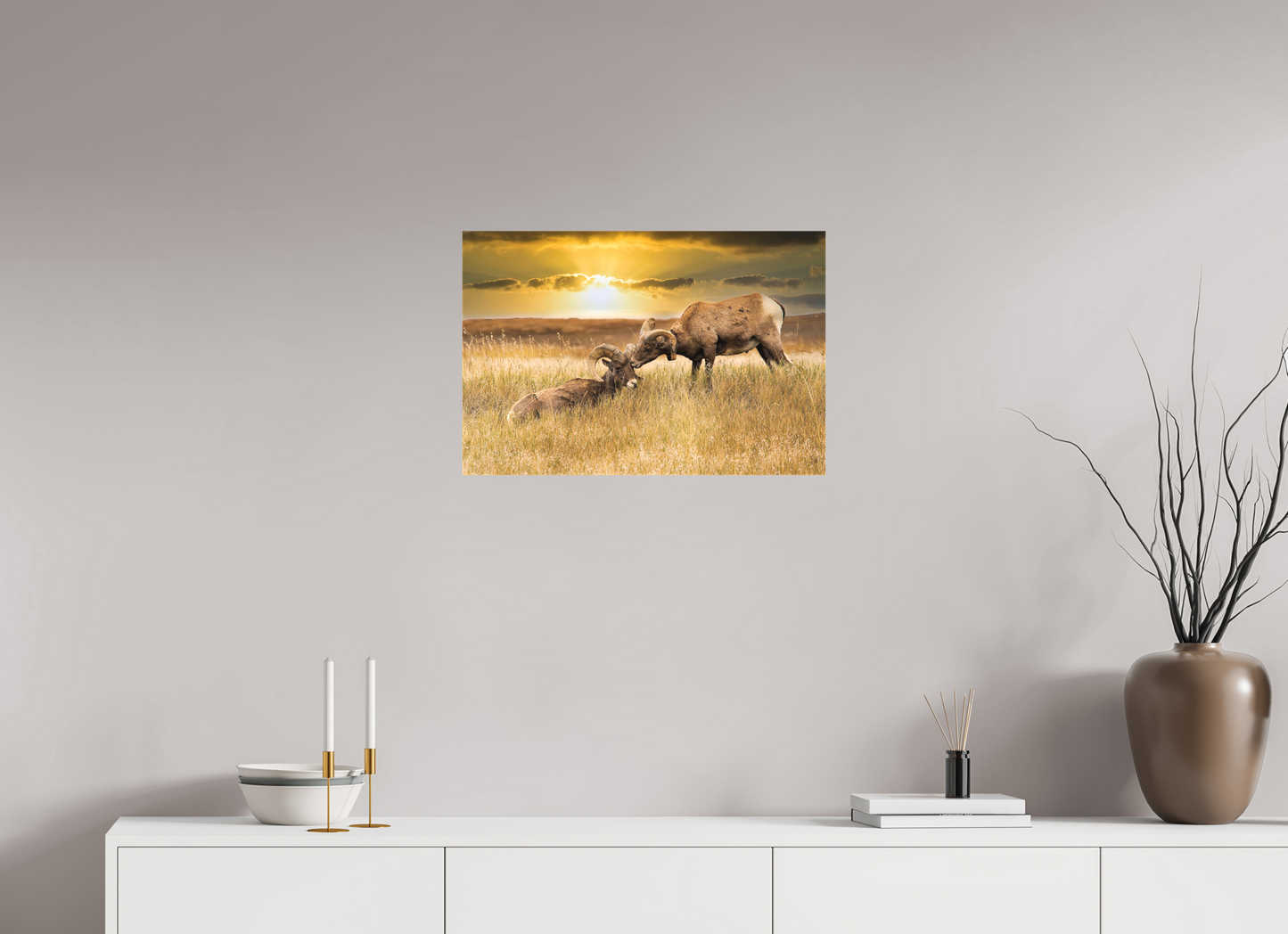 24 x 16″, Fine Textile Canvas Badlands Sheep Kiss