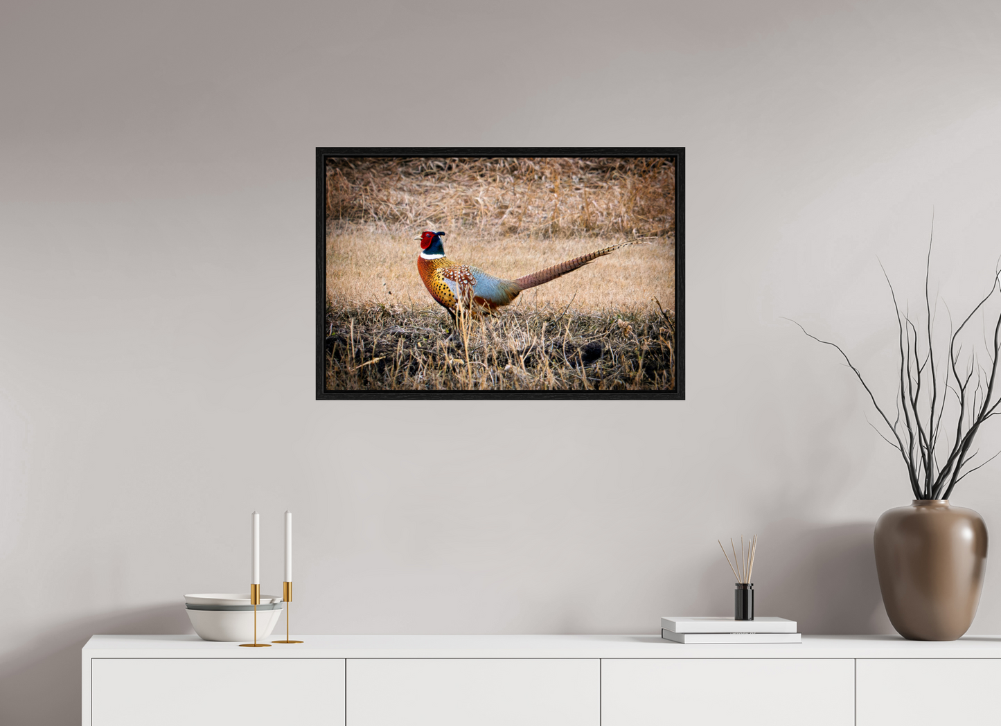 30 x 20″, Floater Frame The Pheasant