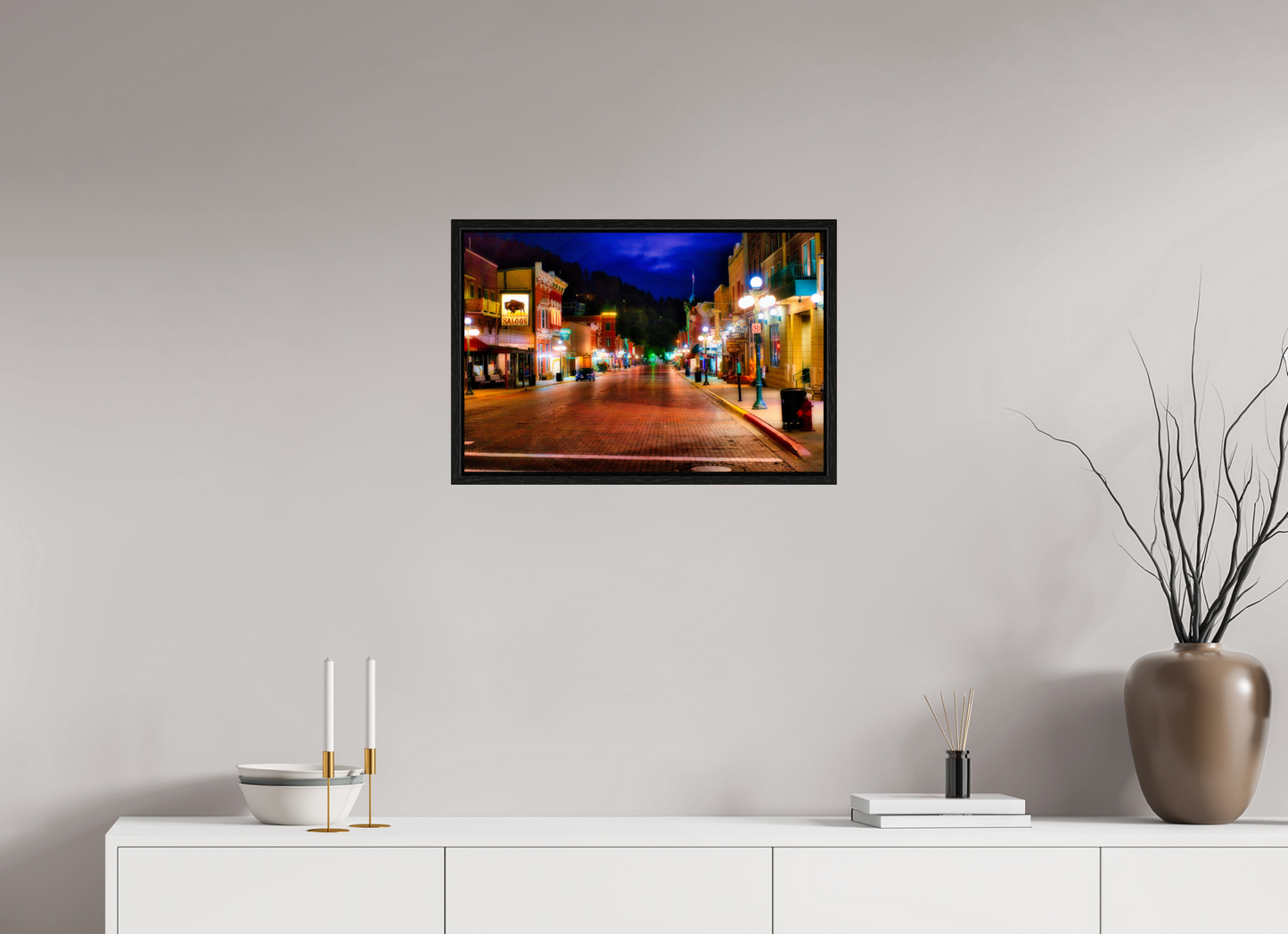 24 x 16″, Floater Frame Deadwood at Night 3