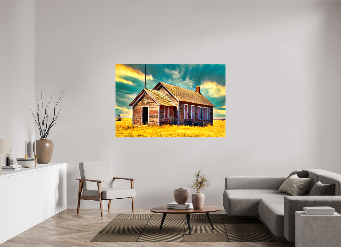 66 x 44″, Stretched Canvas Little Red School House