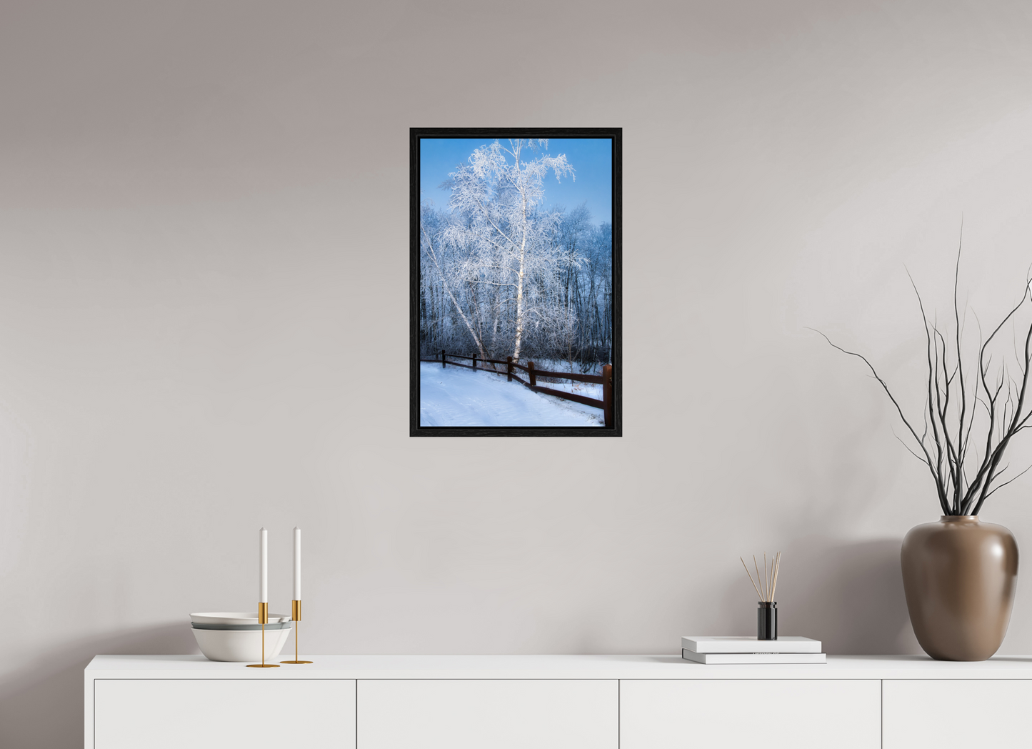 16 x 24″, Floater Frame Paper Birch in White