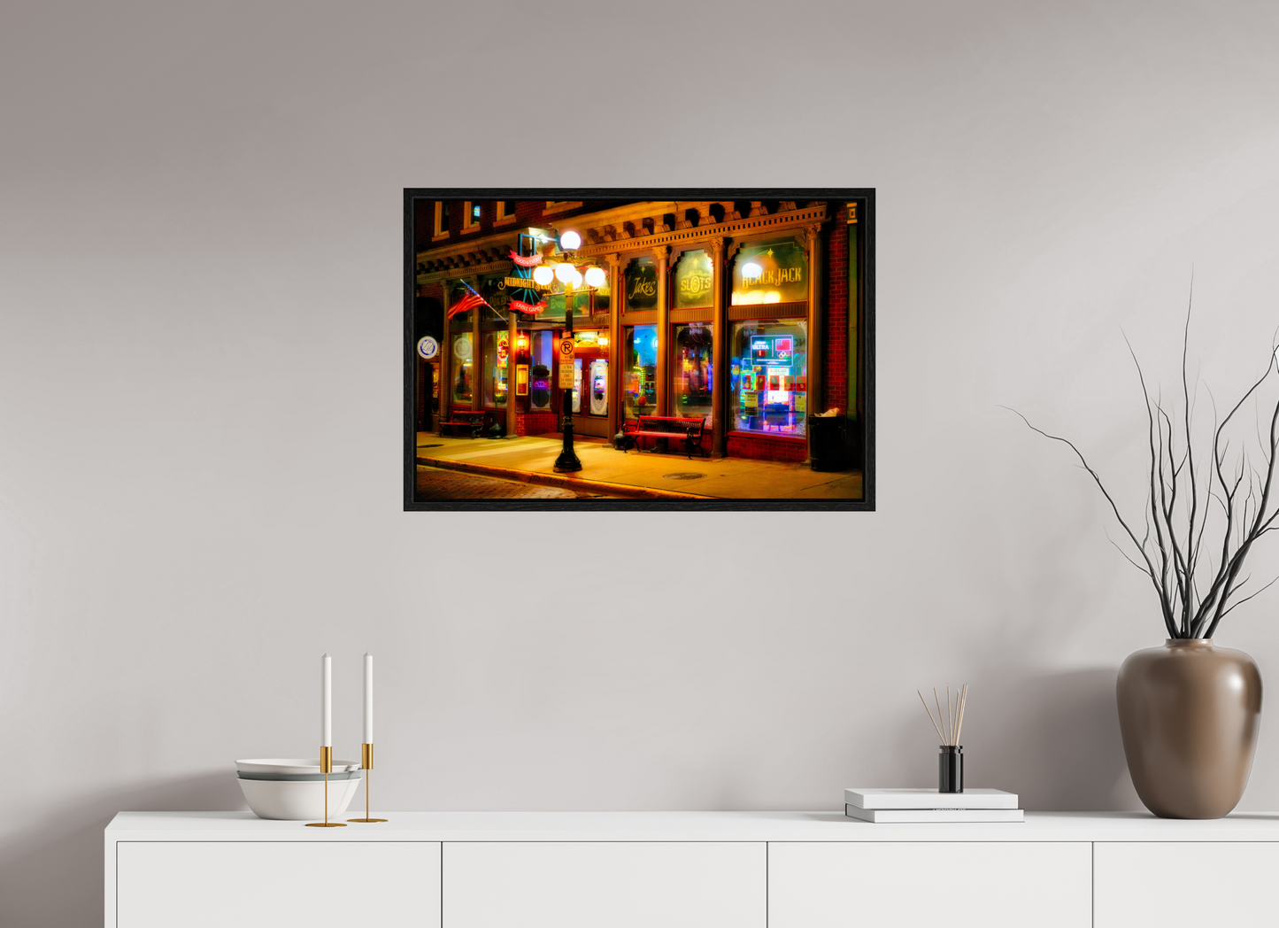 30 x 20″, Floater Frame Deadwood at Night 2