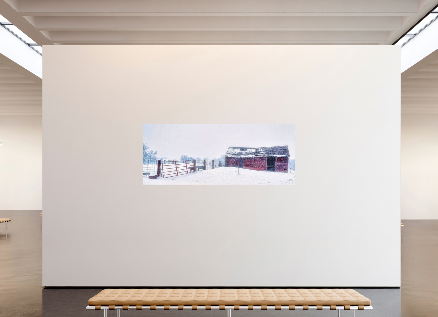87.5 x 35″, Metal Prints Red on White