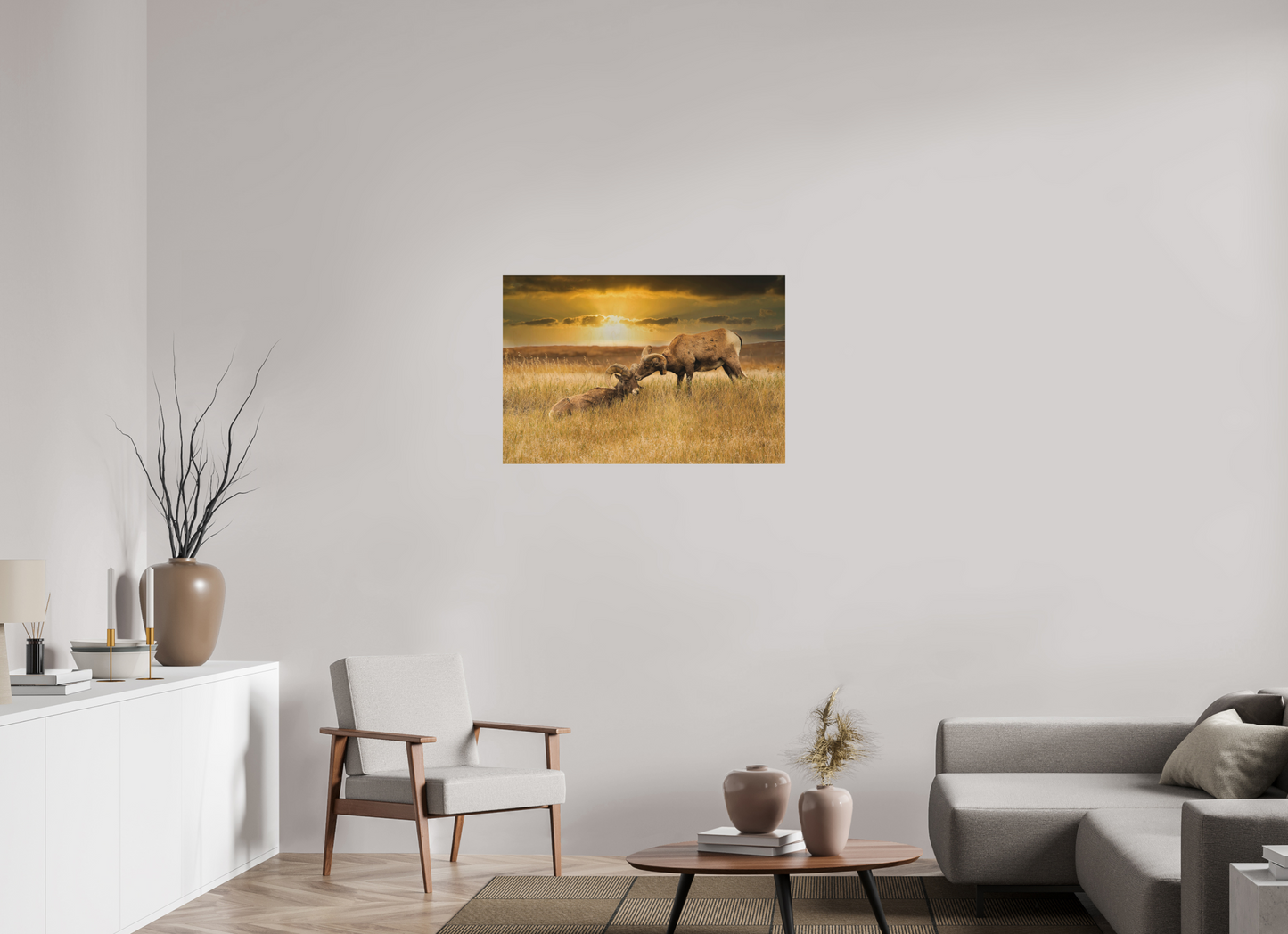 36 x 24″, Wood Print Badlands Sheep Kiss