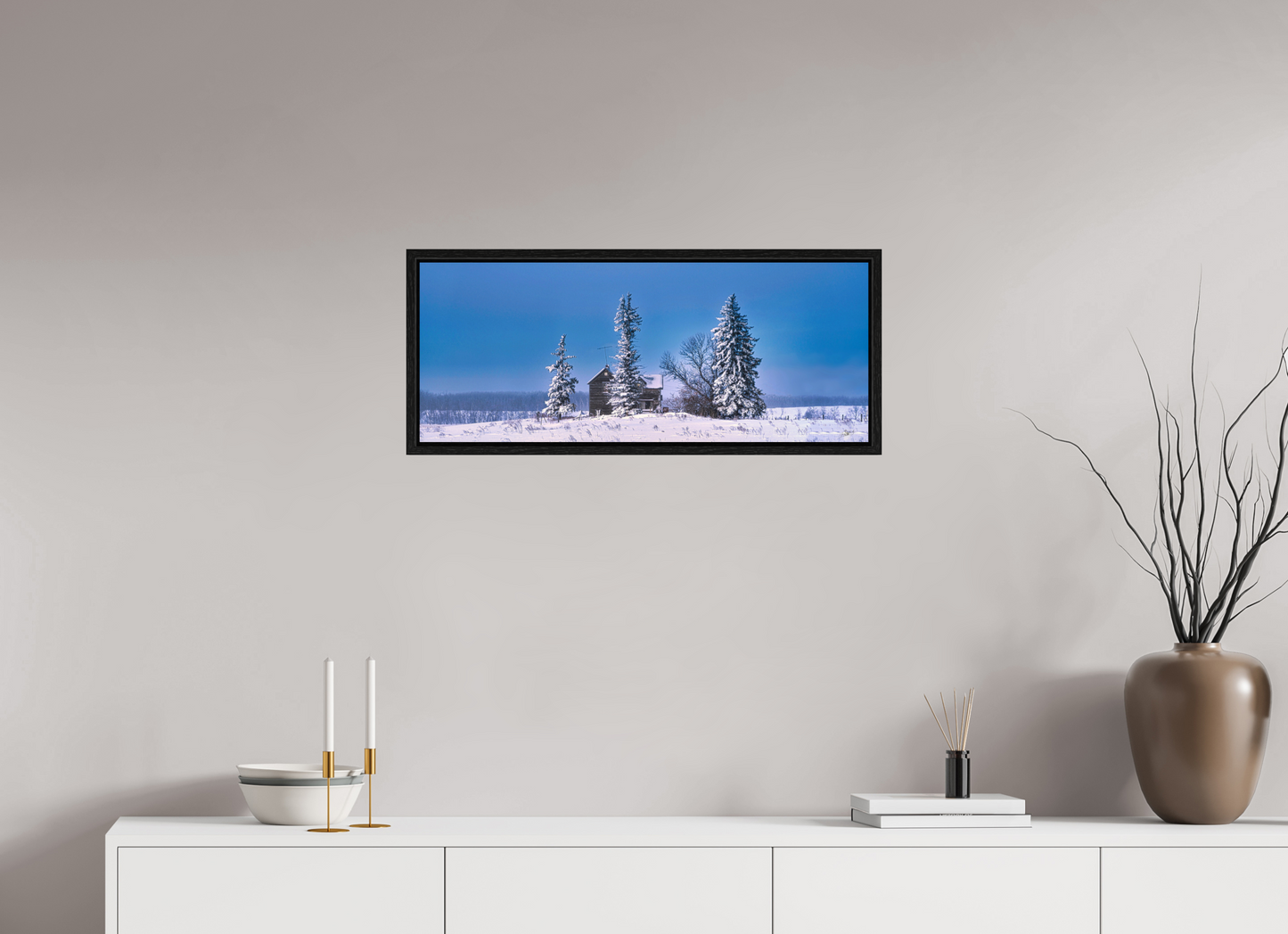 30 x 12″, Floater Frame Abandoned Dreams in Winter
