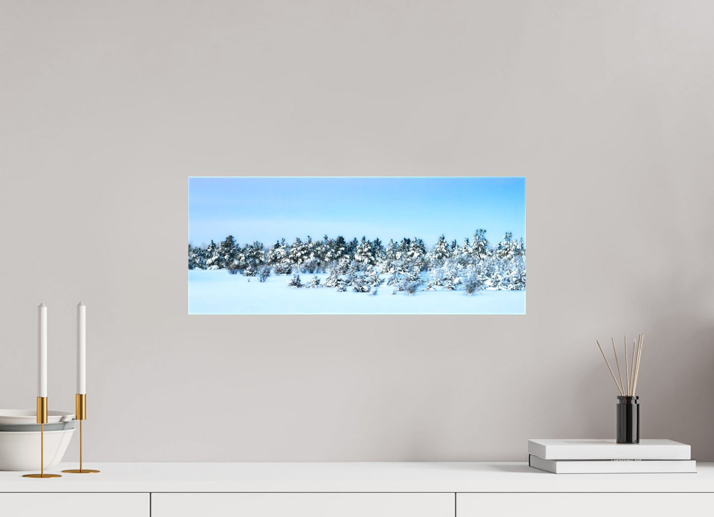 20 x 8″, Stretched Canvas winters wonderland pastel
