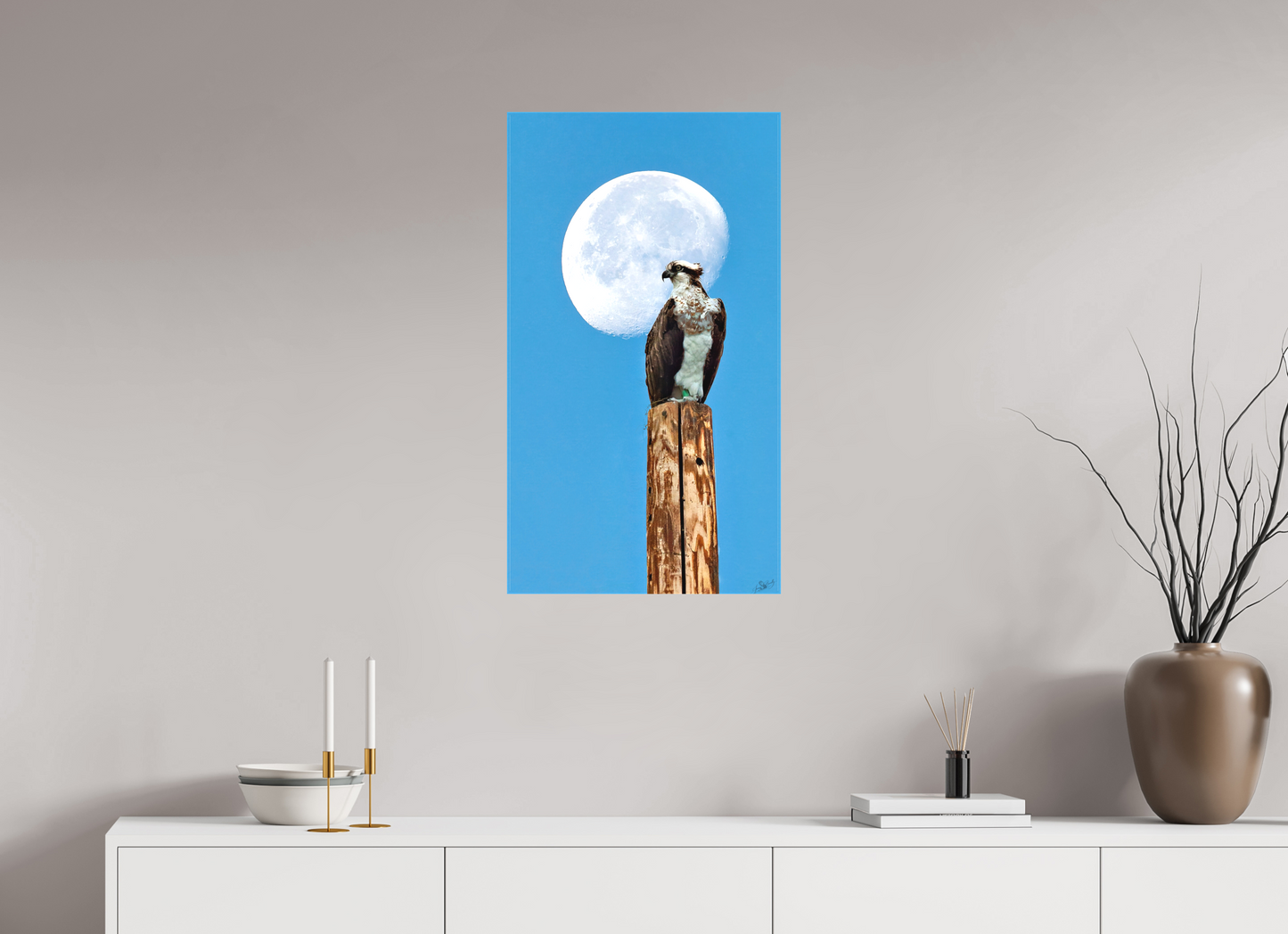 18 x 32″, Fine Textile Canvas Moon Osprey