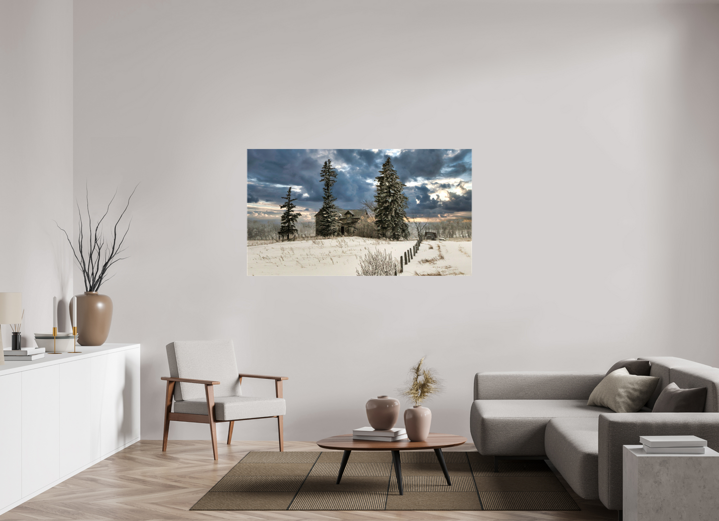 64 x 36″, Stretched Canvas Storm Clouds of Winter