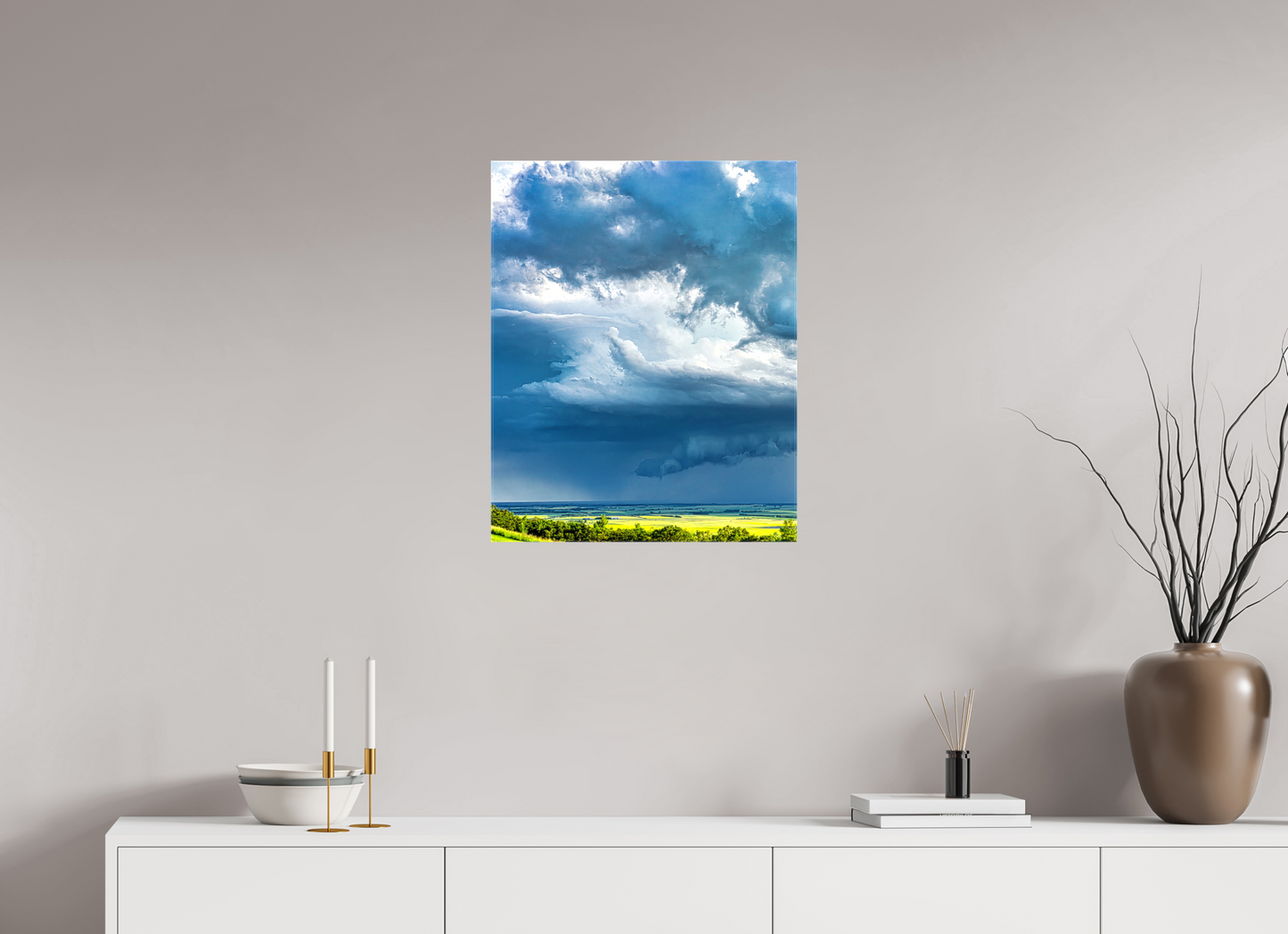 20 x 25″, Stretched Canvas Prairie Rains