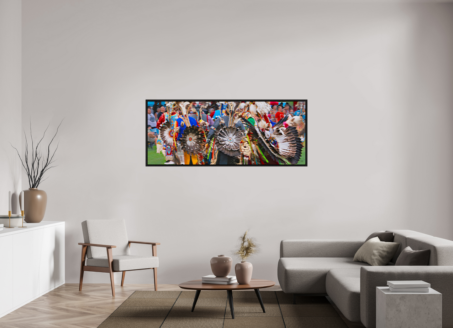 70 x 28″, Floater Frame Dakota Gathering