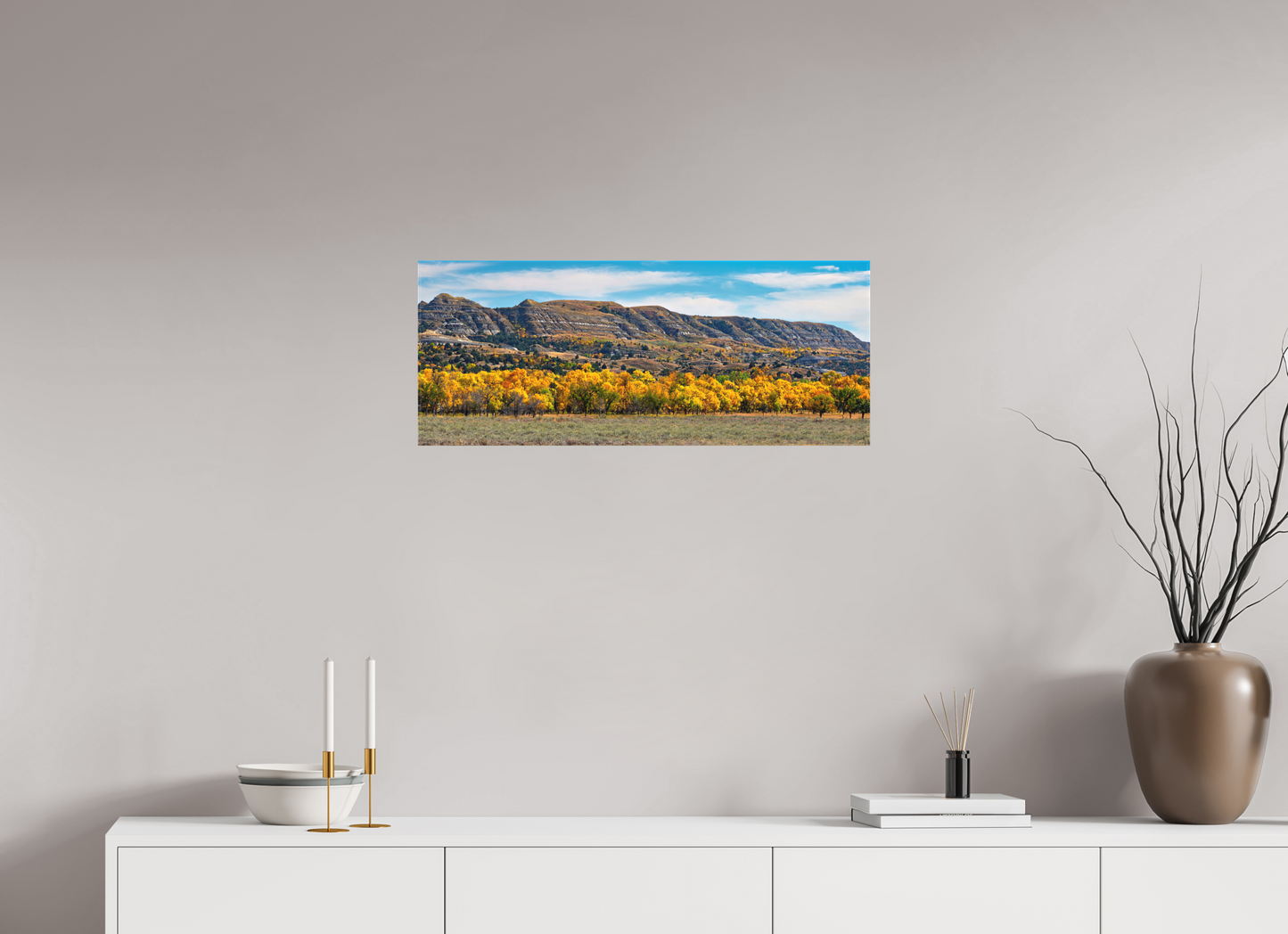 30 x 12″, Fine Textile Canvas Badlands in Fall