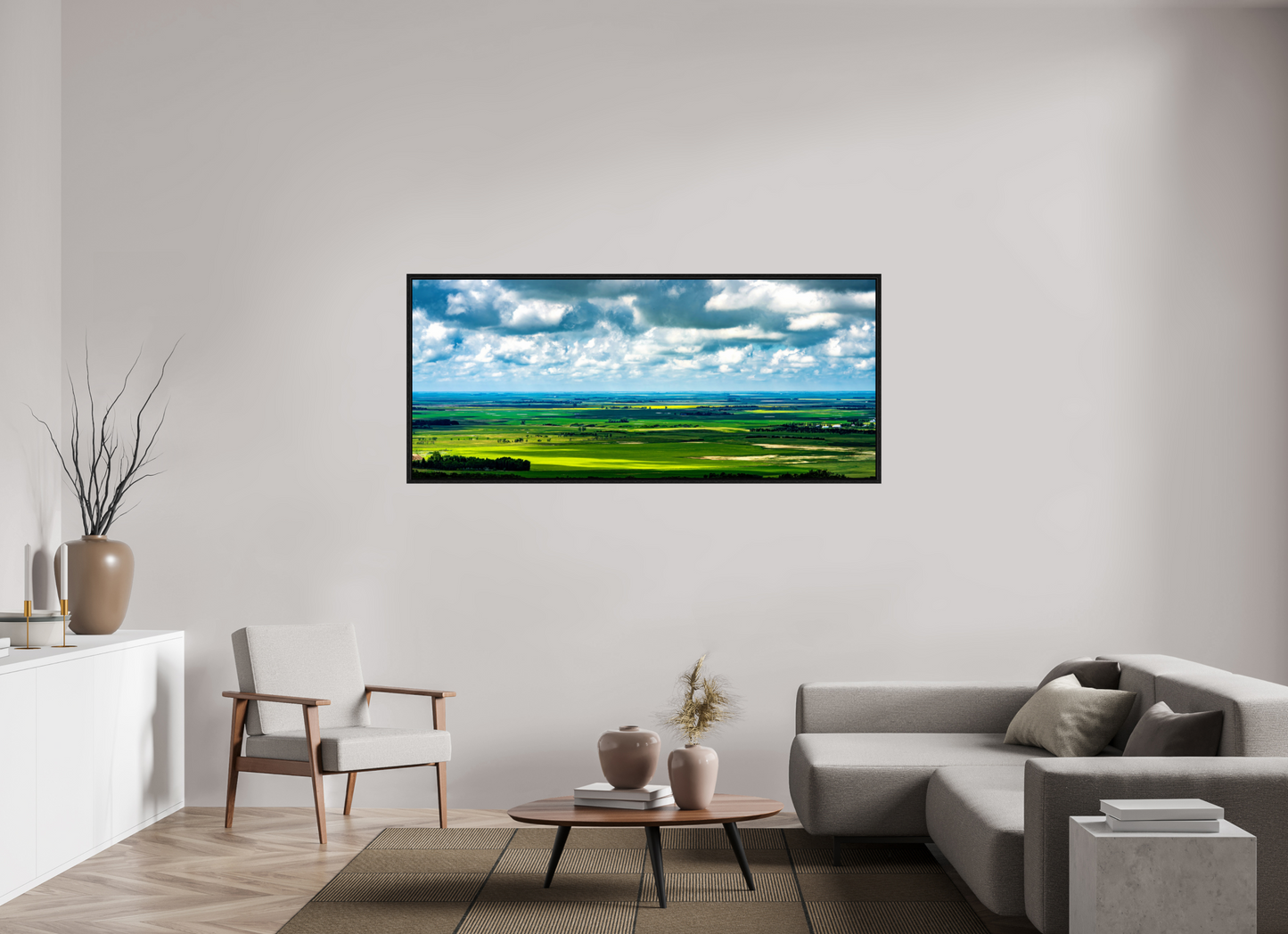 72.3 x 31″, Floater Frame Prairie Eden