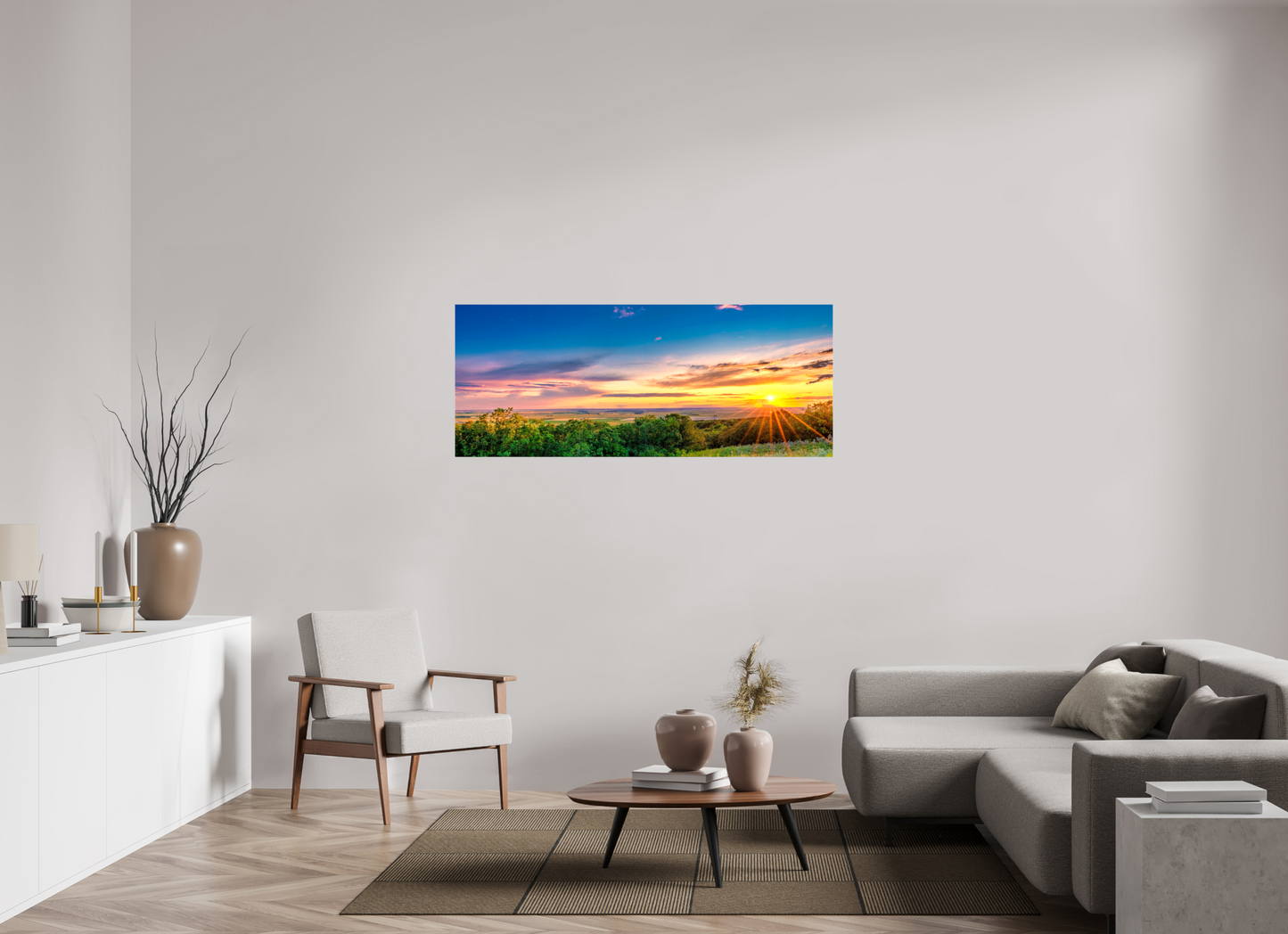 60 x 24″, Stretched Canvas Setting Prairie Sun