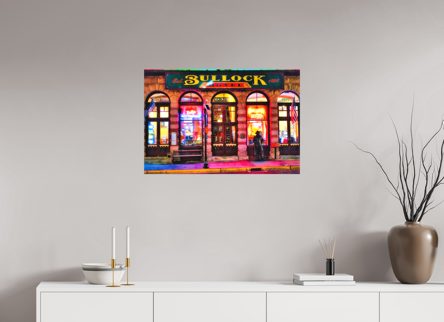 30 x 20″, Fine Textile Canvas Deadwood at Night 1