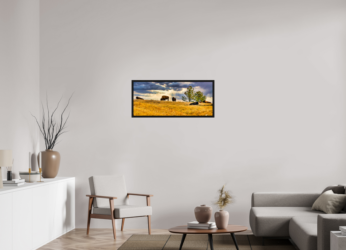 37.3 x 16″, Floater Frame Buffalo of Custer