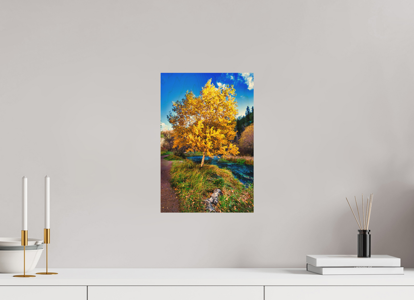 10 x 15″, Wood Print Spearfish Canyon Yellow Tree