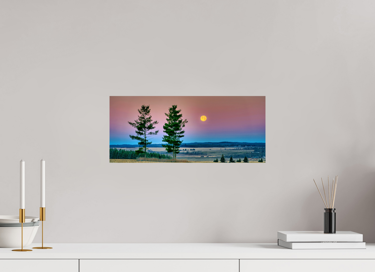 18.7 x 8″, Photo Print On Fuji Crystal DP II Morning Prairie Moon