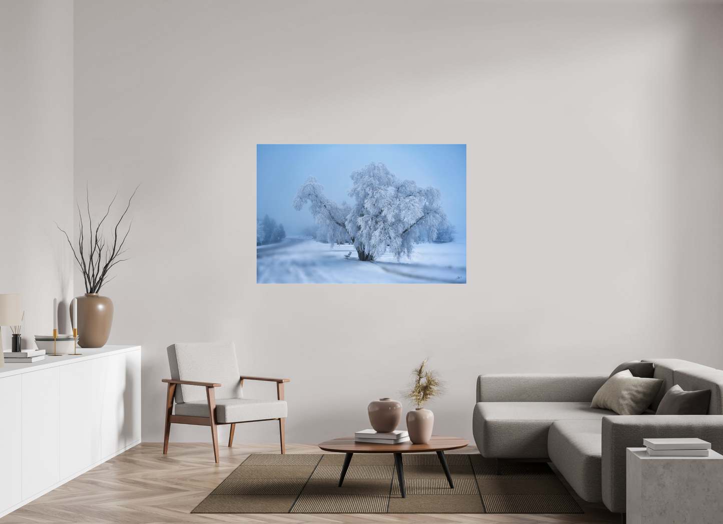 60 x 40″, Photo Print Under Acrylic Glass An Oak in Frost - Acrylic Glass