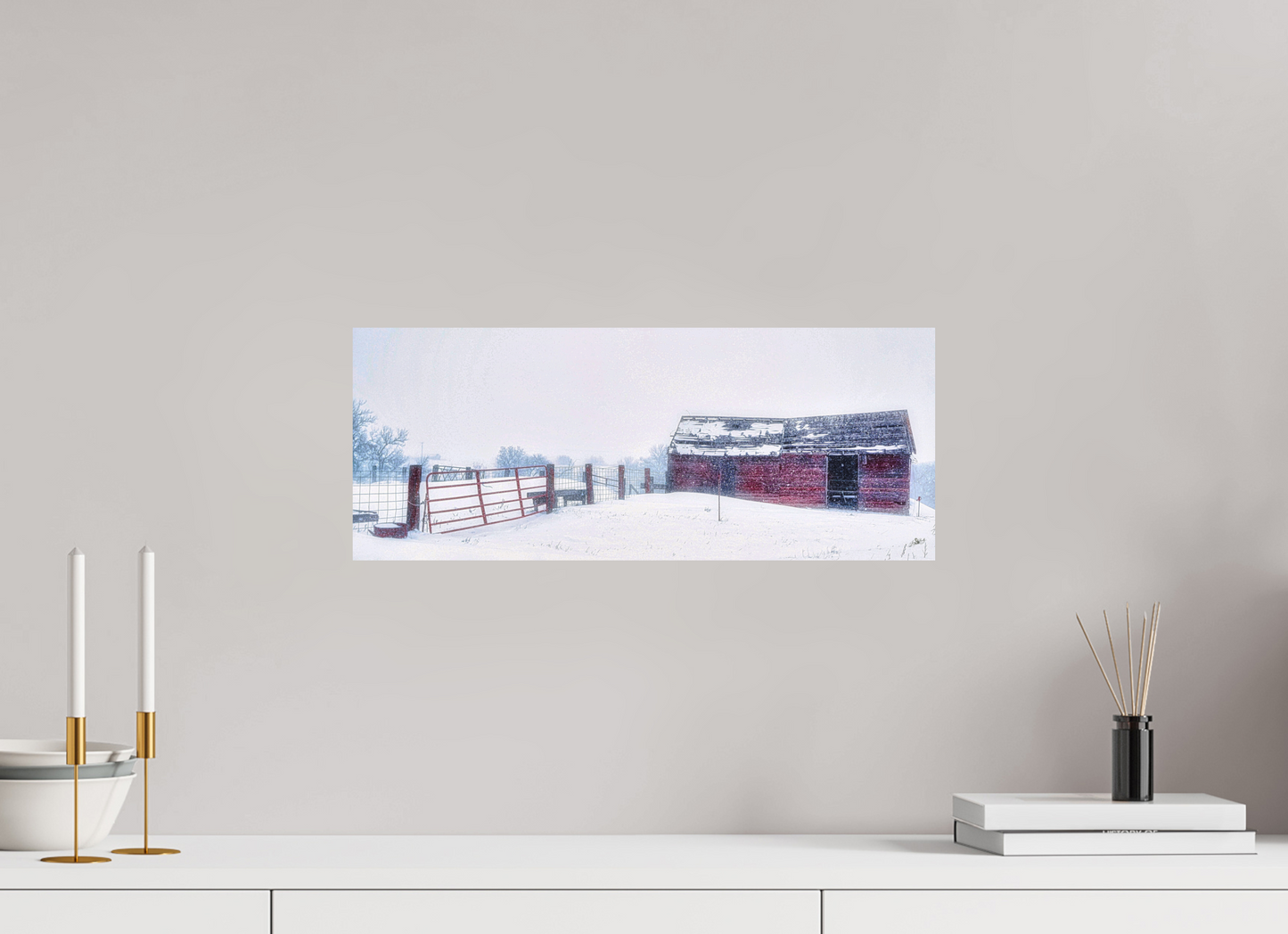 20 x 8″, Metal Prints Red on White