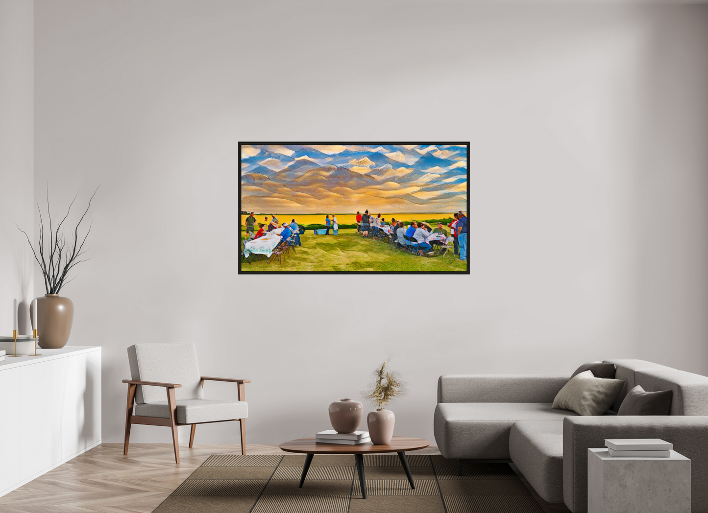 64 x 36″, Floater Frame Family Reunion
