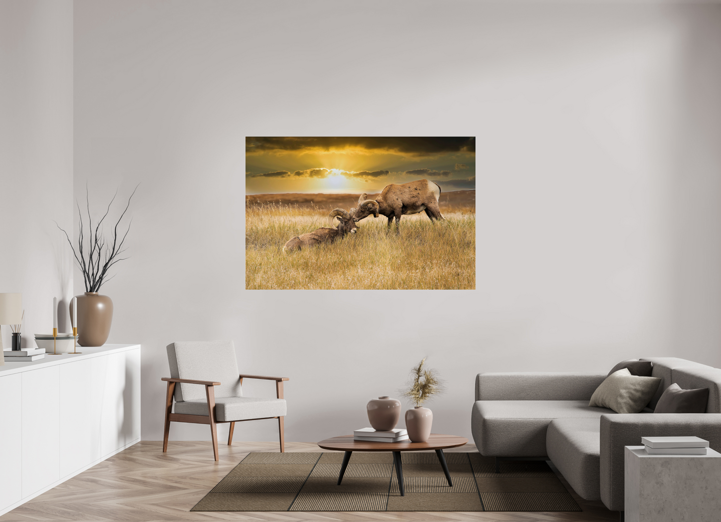 66 x 44″, Photo Print Under Acrylic Glass Badlands Sheep Kiss - Metal Acrylic Glass