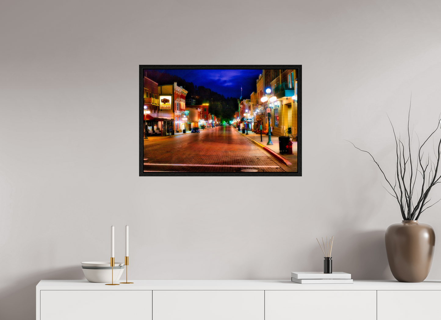 30 x 20″, Floater Frame Deadwood at Night 3