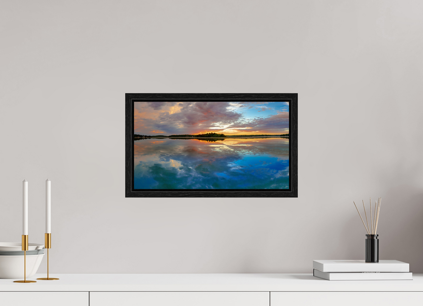 16 x 9″, Floater Frame Mirror Images