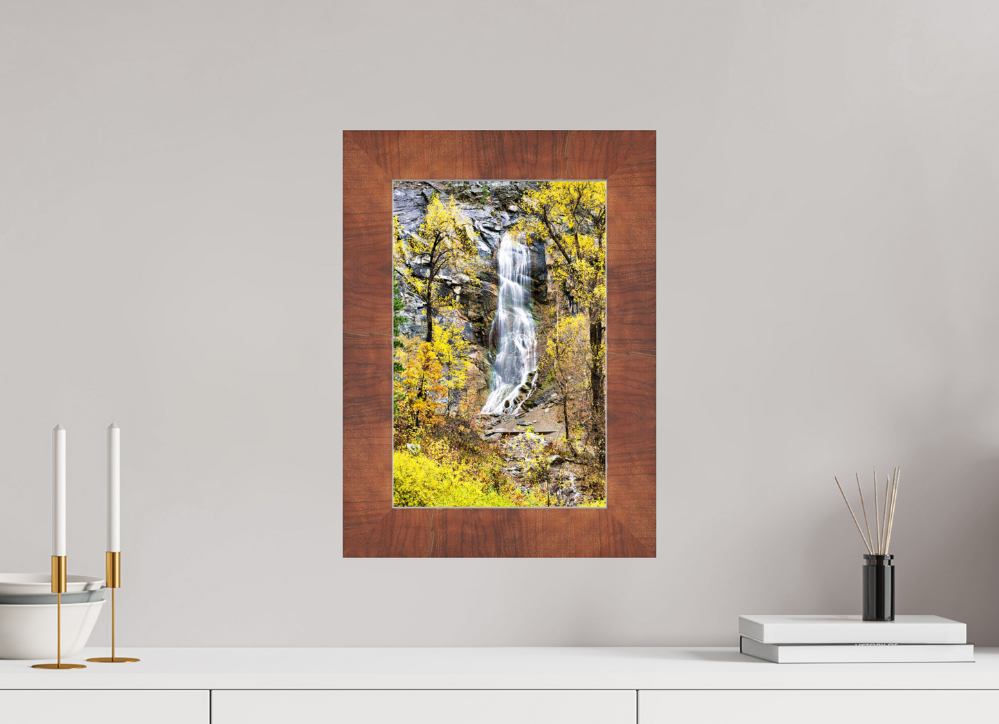 10 x 15″, Walnut Frame Bridal Veil Falls Spearfish Canyon